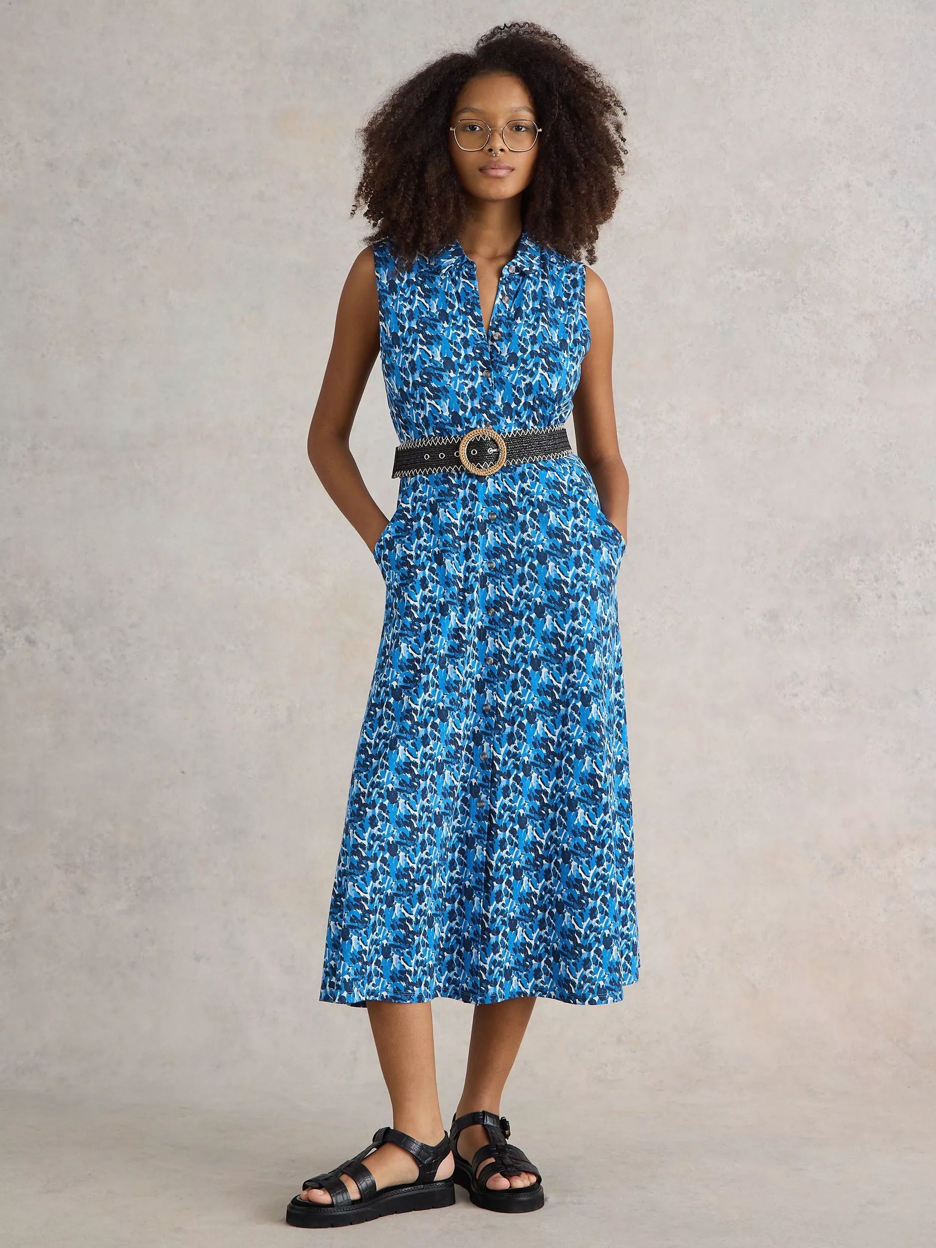 셔츠 드레스 Rua Abstract Shirt Dress, Blue/Multi 111671594