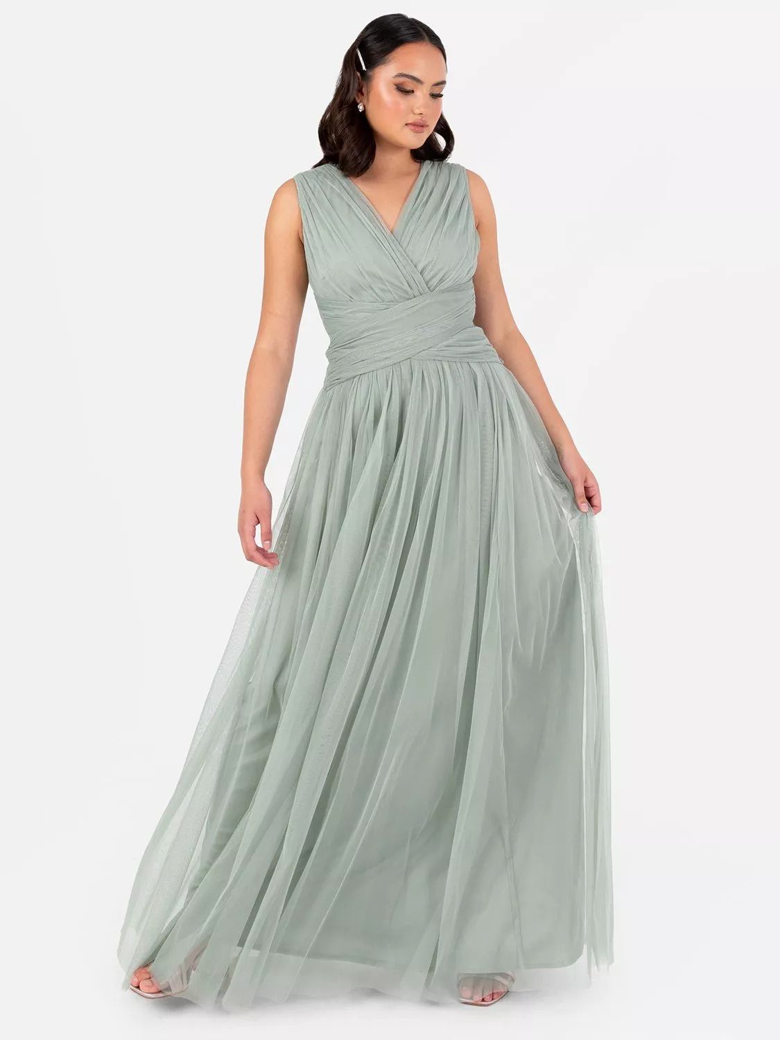 튤 랩 컬렉션 맥시 드레스 Tulle Wrap Gathered Waist Maxi Dress 112714274 Frosty Green