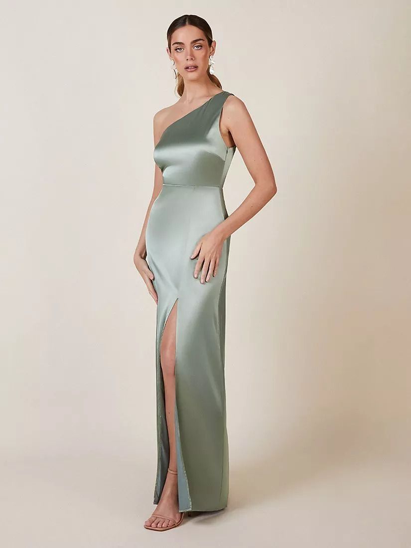 새틴 원 숄더 드레스 Satin One Shoulder Bridesmaid Dress 109430687 Sage Green