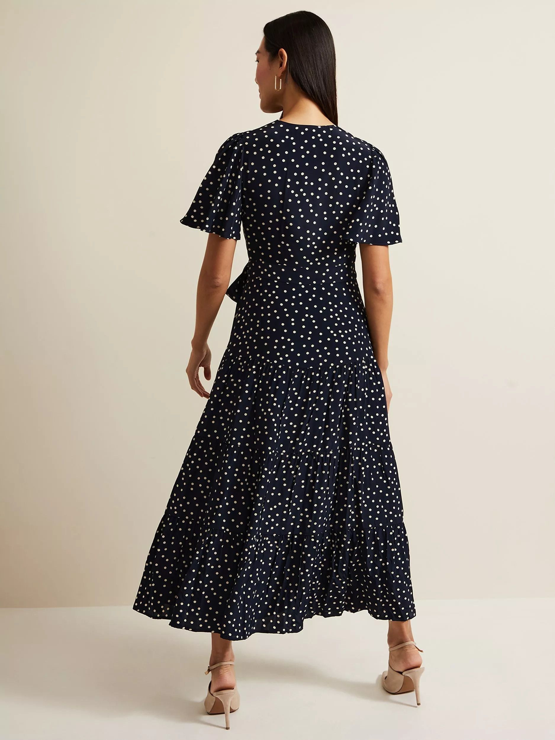 랩 맥시 드레스 Jenna Polka Dot Wrap Maxi Dress, Navy/Ivory 111599800