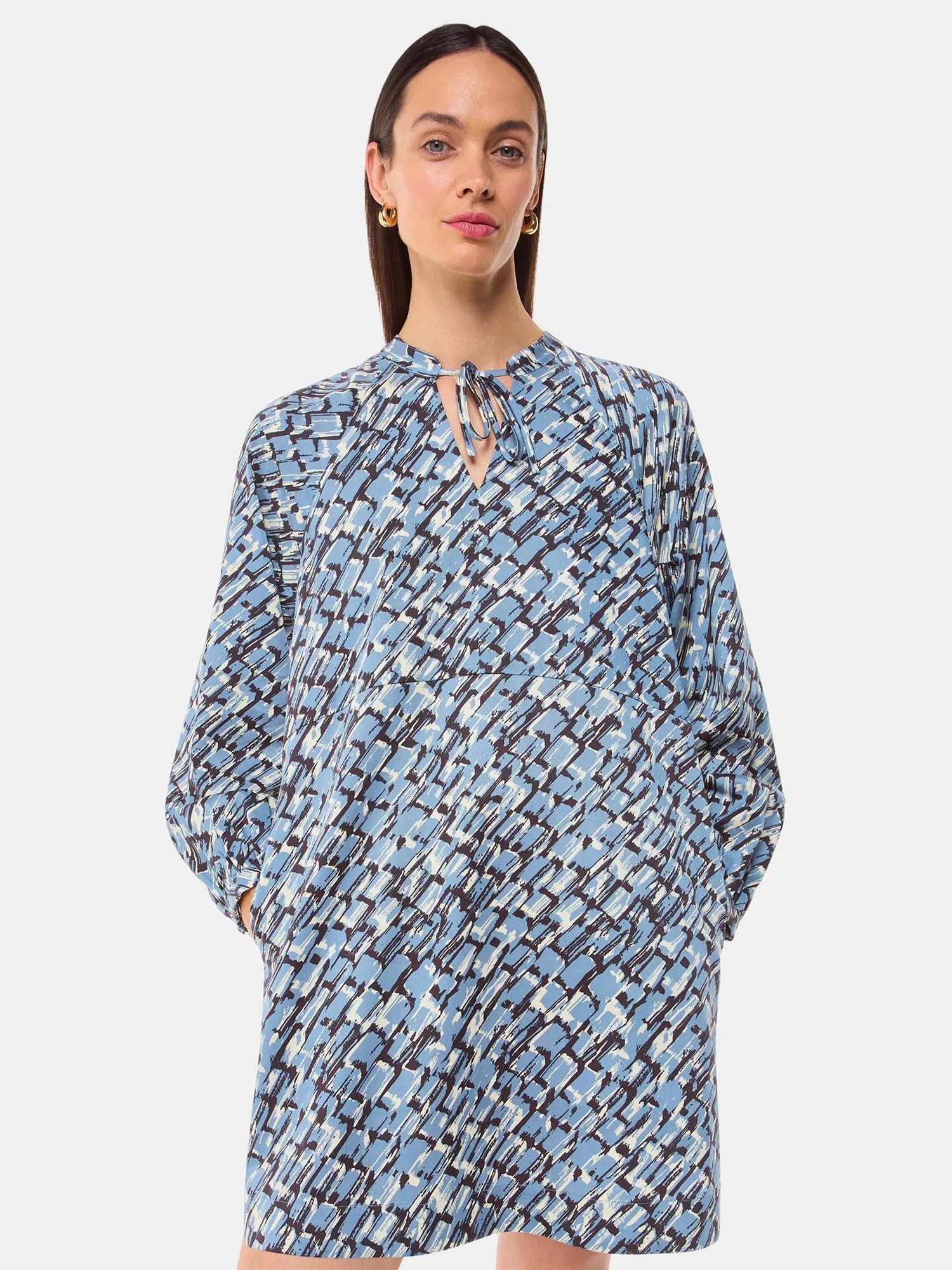 드레스 Marnie Feathered Wing Dress, Blue/Multi 112730594