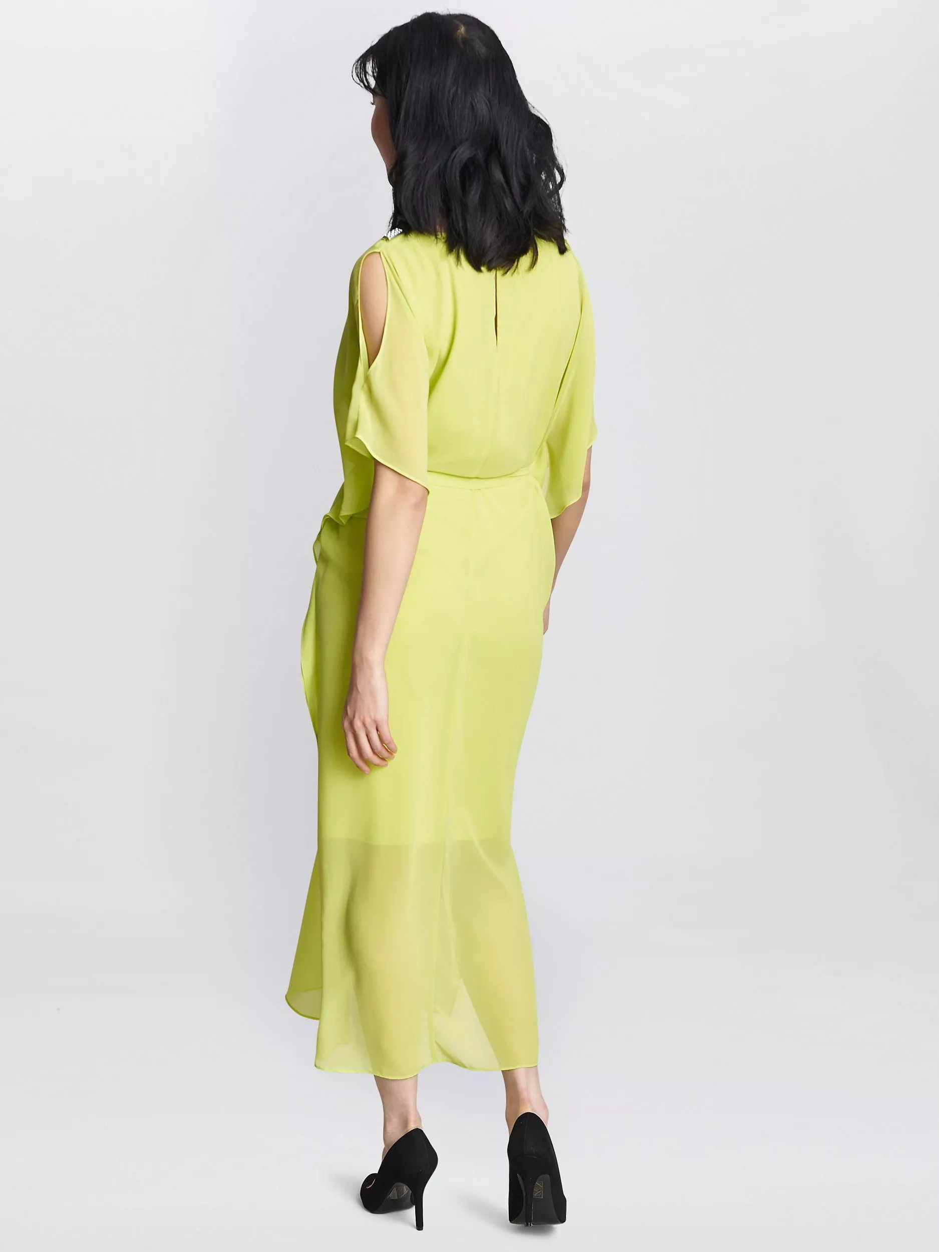 숄더 쉬폰 미디 드레스 Francesca Cold Shoulder Chiffon Midi Dress, Lime 111935479