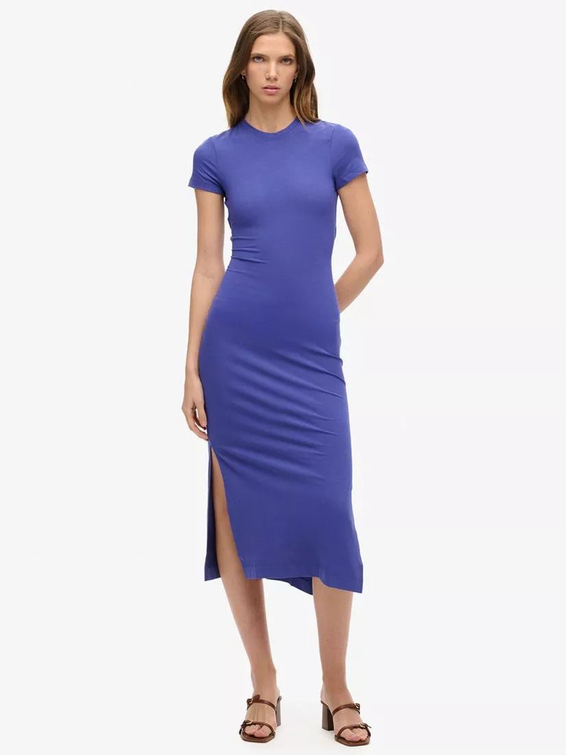 티셔츠 미디 드레스 네이비 블루 T-shirt Midi Dress, Navy Blue 111942331