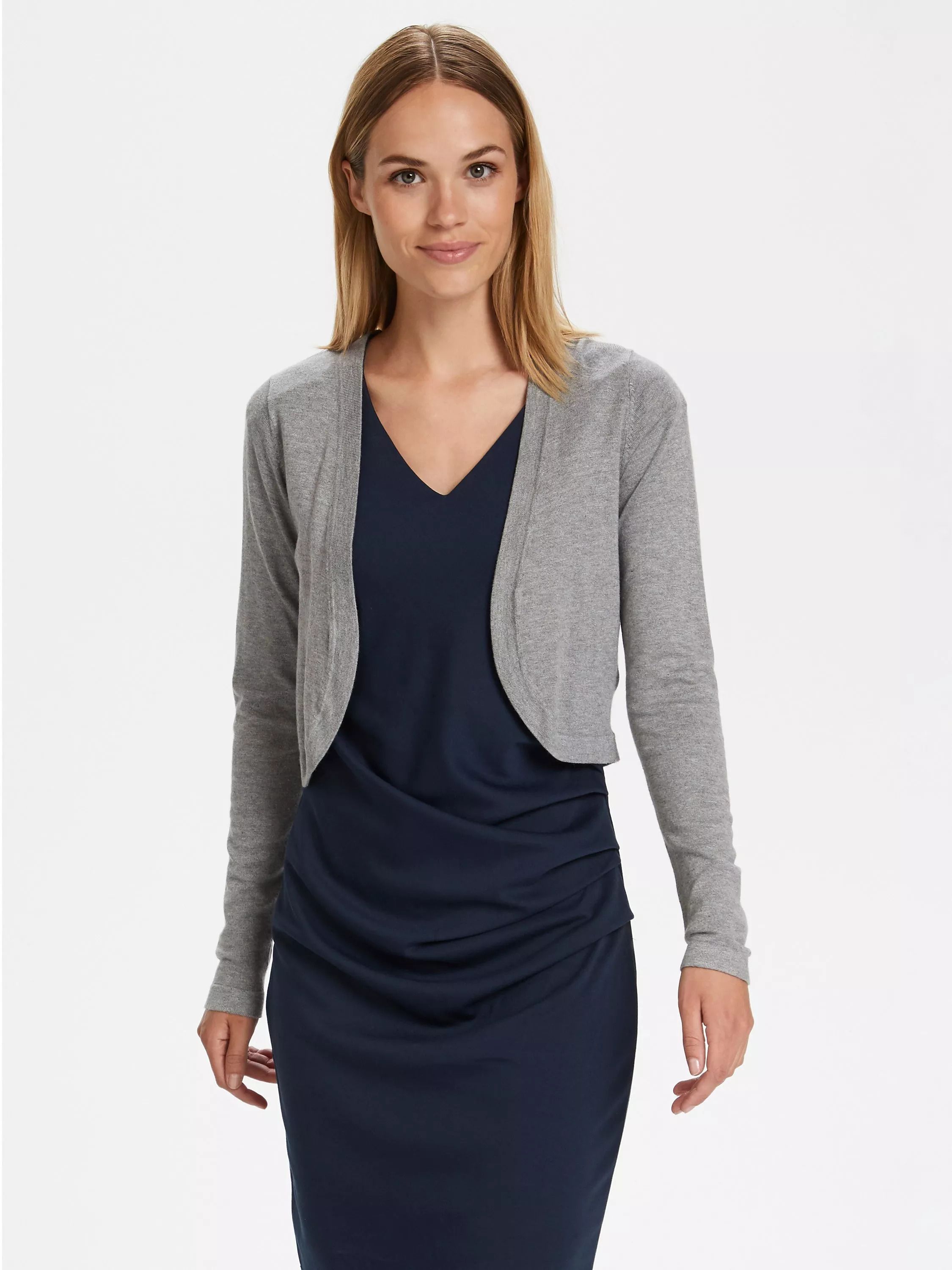 아스트리드 숏 가디건 Astrid Short Bolero Cardigan 109571206 Grey Melange