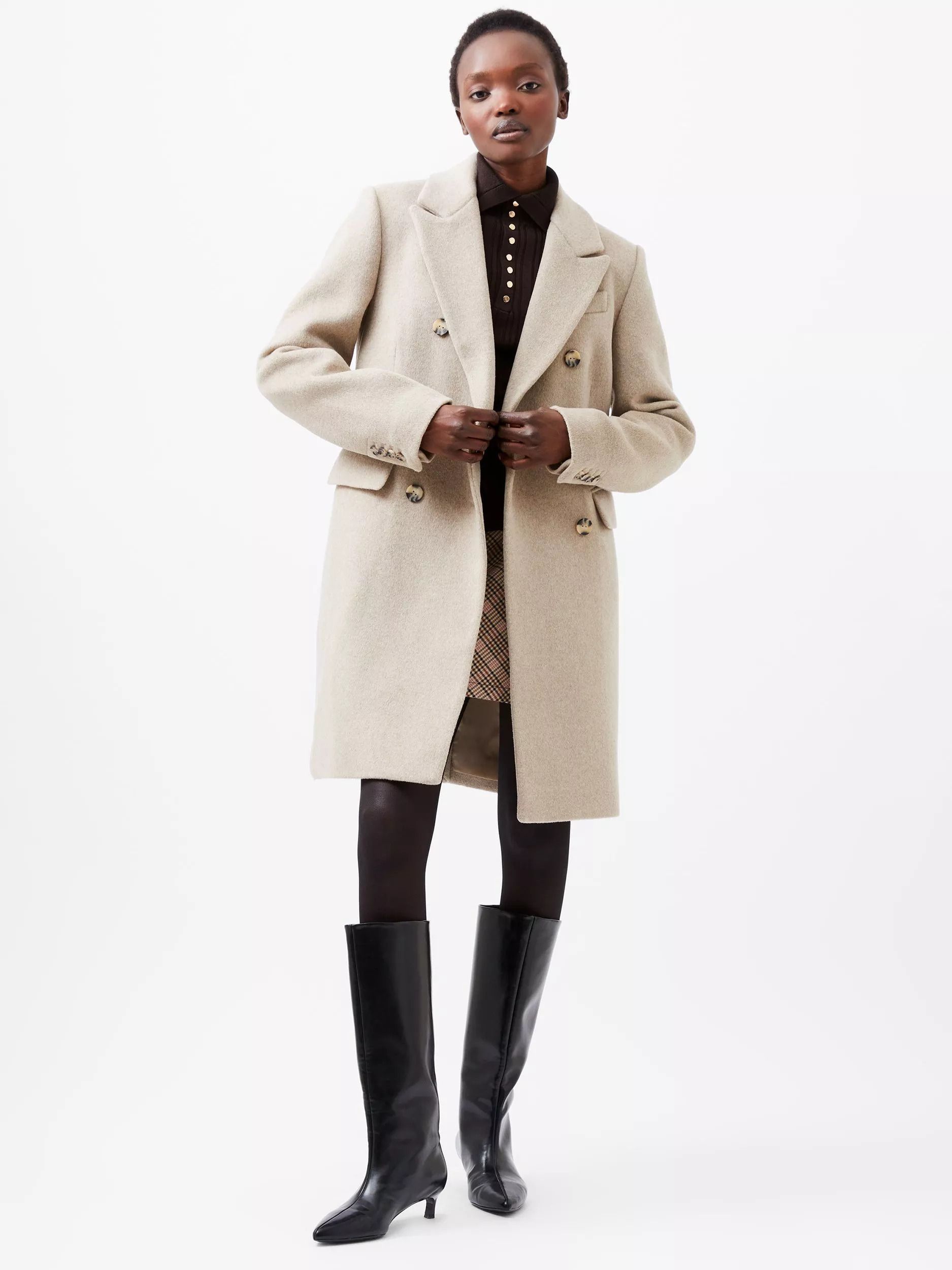 펠트 울 블렌드 코트 베이지 Adele Felt Wool Blend Coat, Beige 112655774