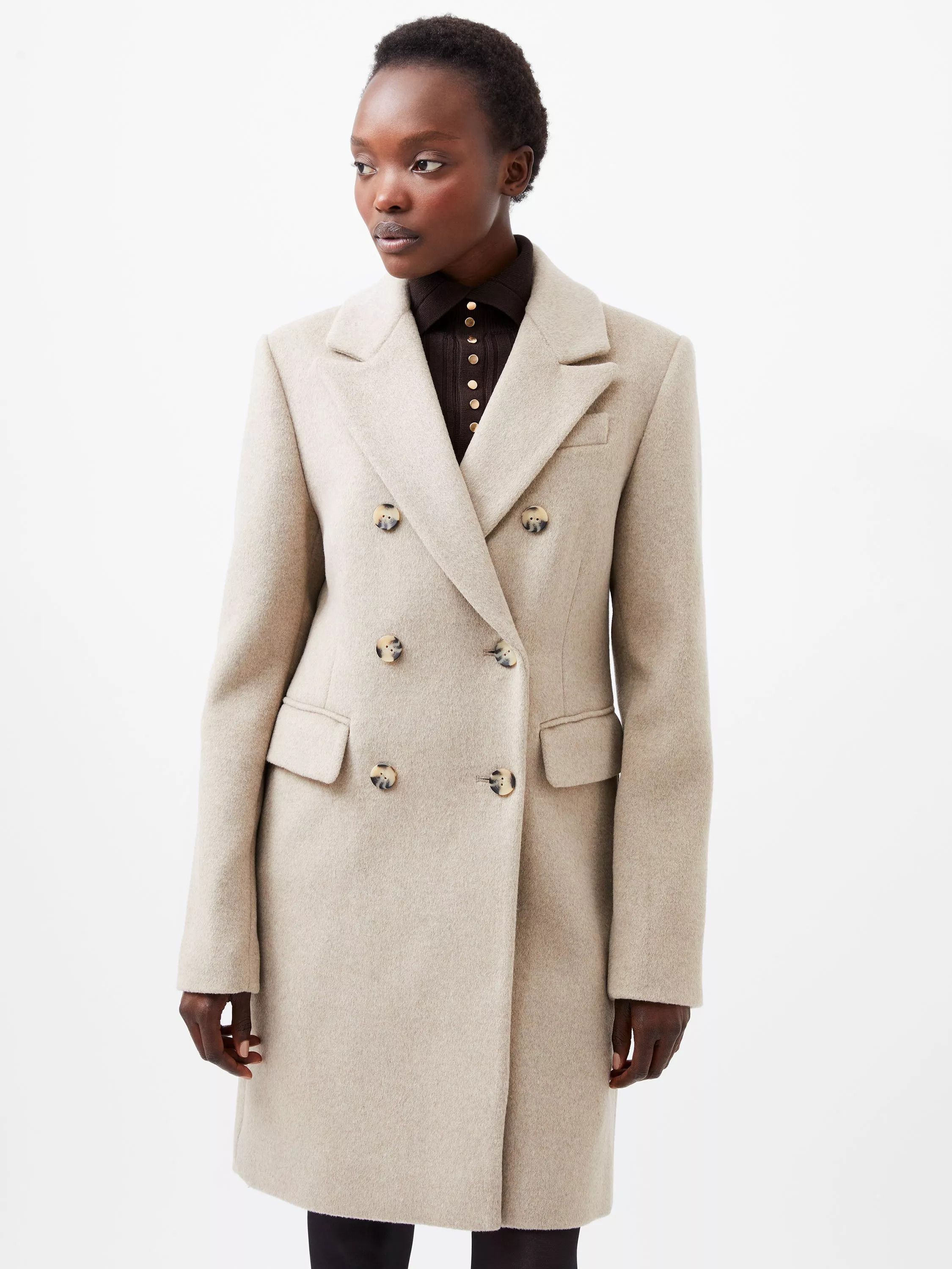 펠트 울 블렌드 코트 베이지 Adele Felt Wool Blend Coat, Beige 112655774