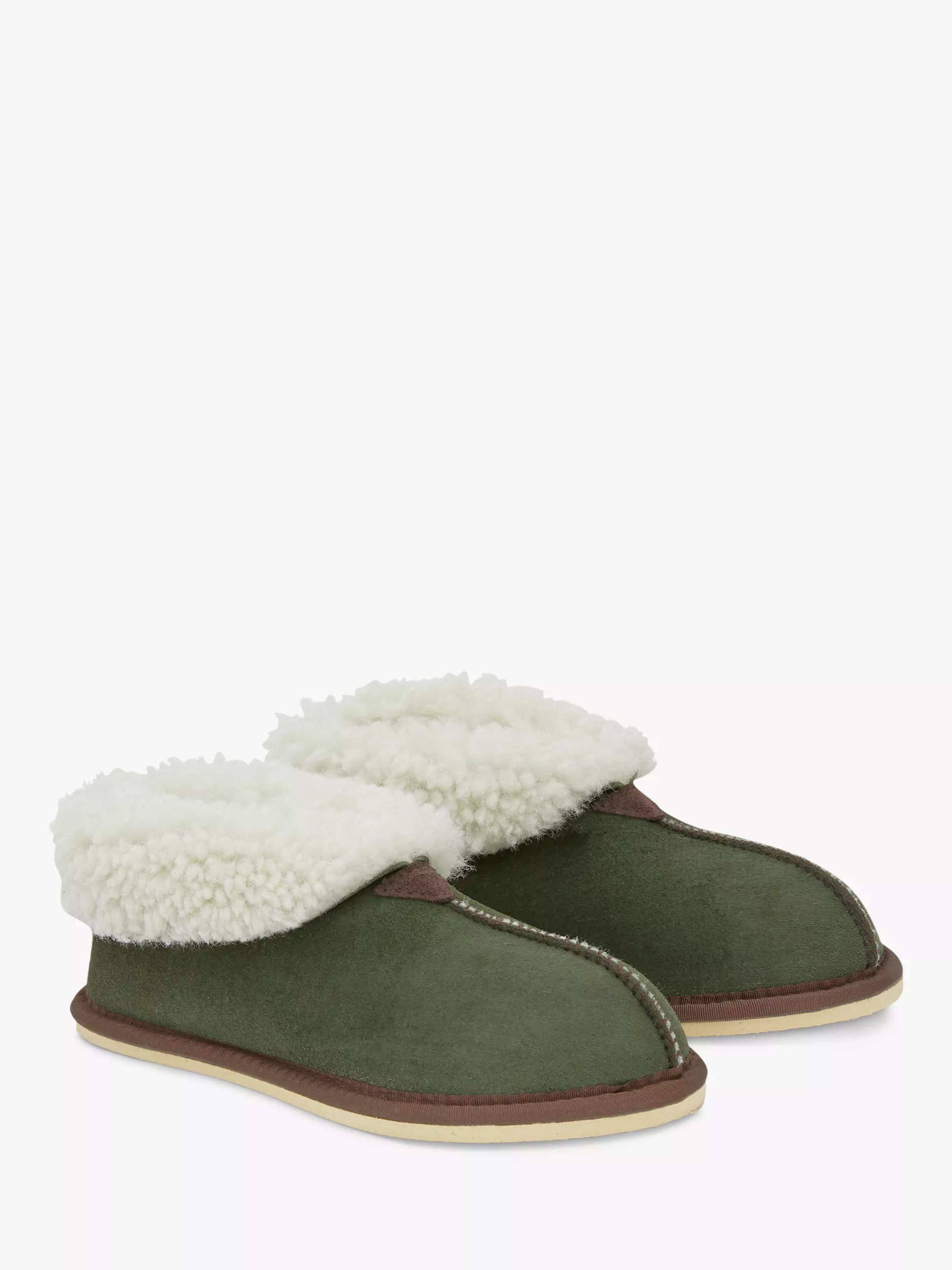 Sheepskin Bootee Slippers, Moss 112363791