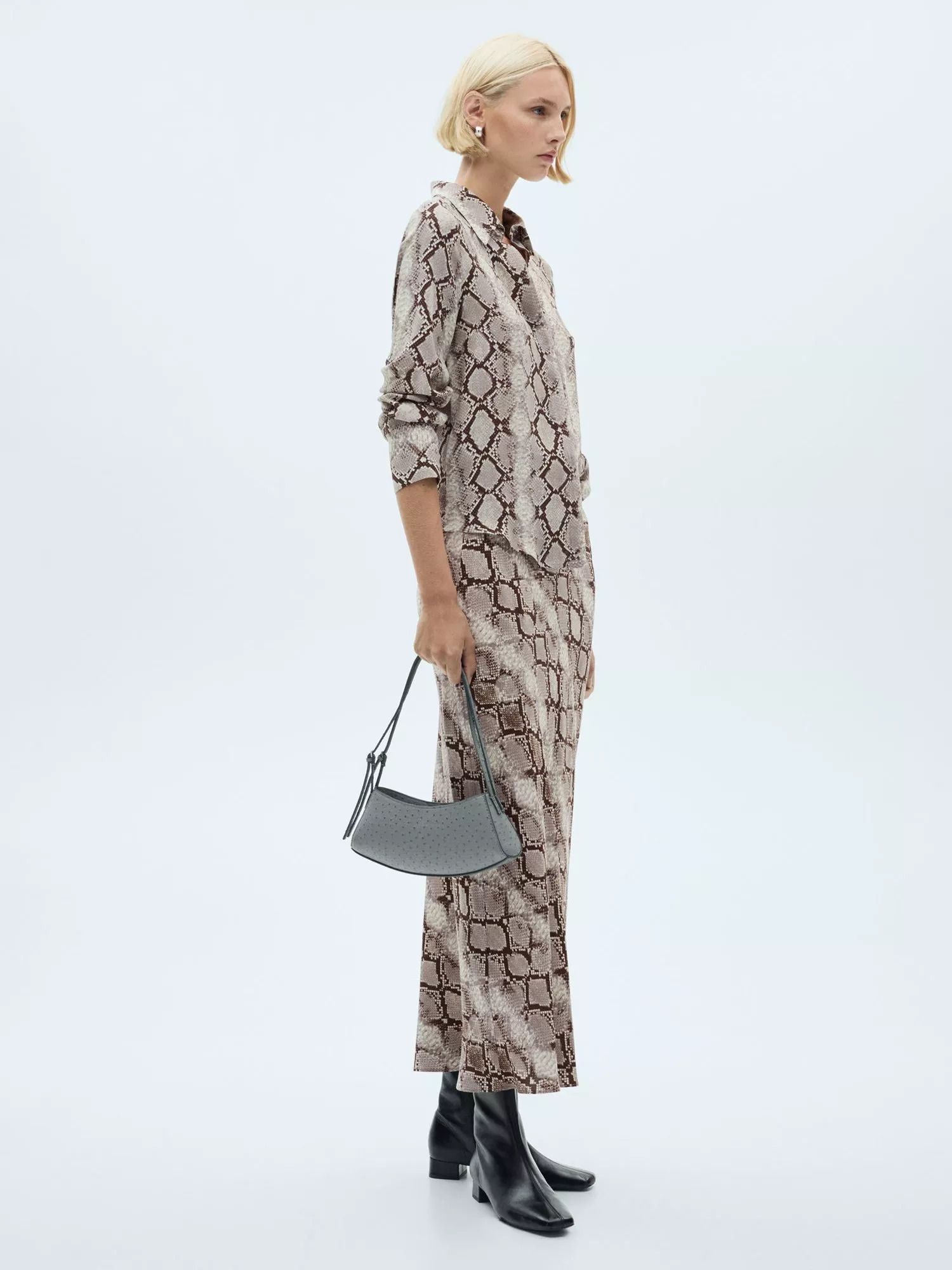 스네이크 프린트 스커트 브라운 Bombi Snake Print Skirt, Brown 112745127