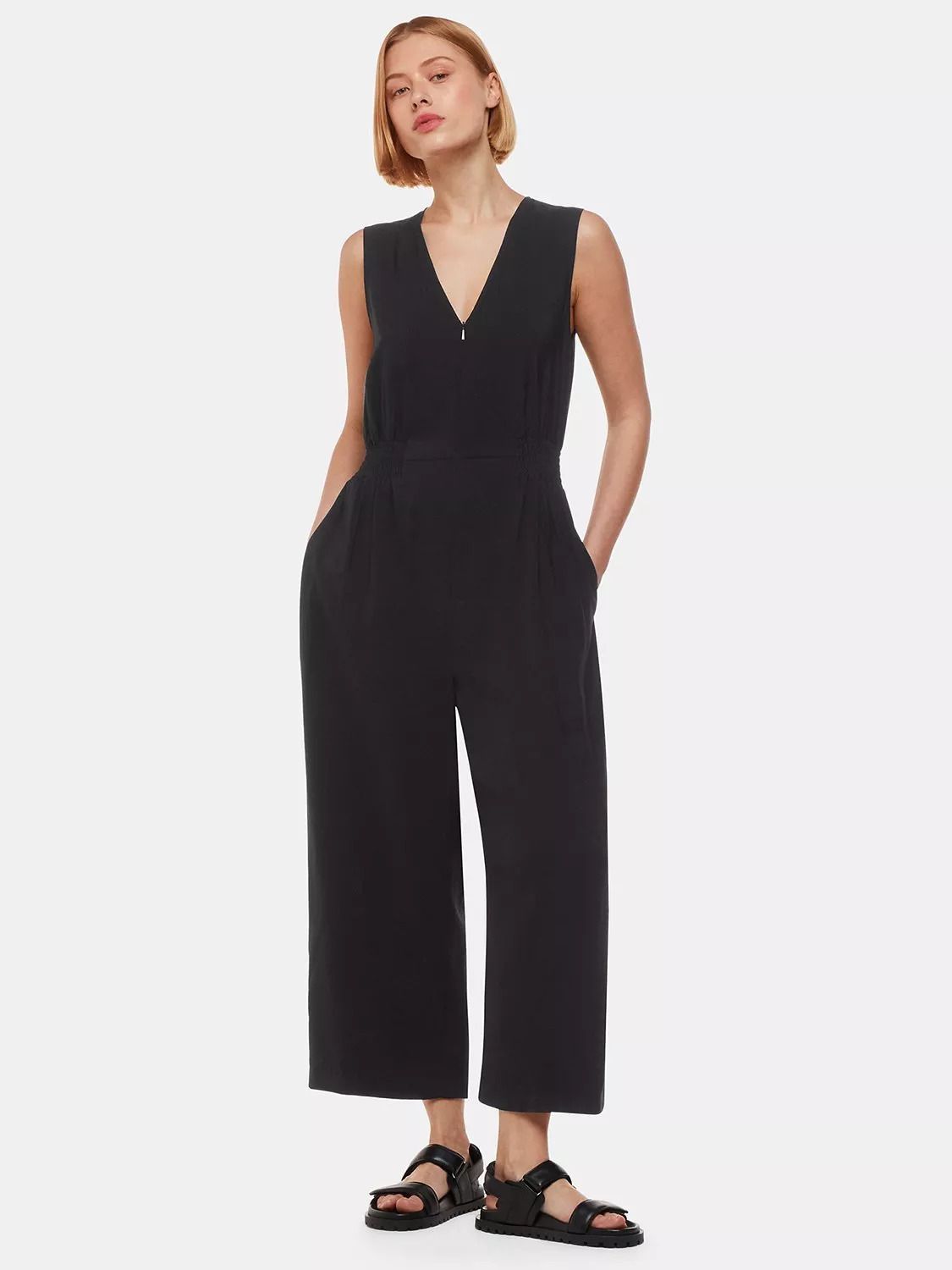 민소매 와이드 점프수트 블랙 Remmie Sleeveless Wide Leg Jumpsuit, Black 111683570
