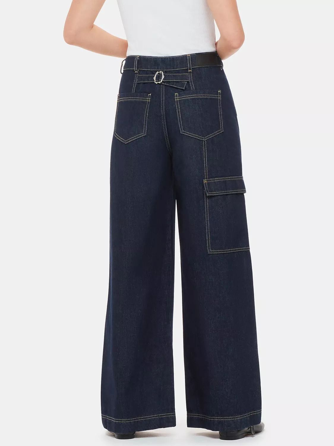 와이드 카고 데님 다크 블루 Wide Leg Cargo Jeans, Dark Blue 111522714