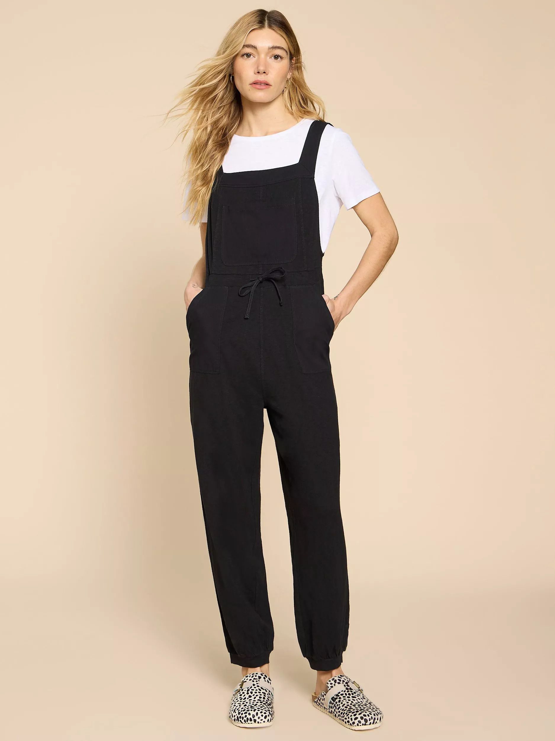 코튼 멜빵 블랙 Daphne Cotton Dungarees, Pure Black 109432061