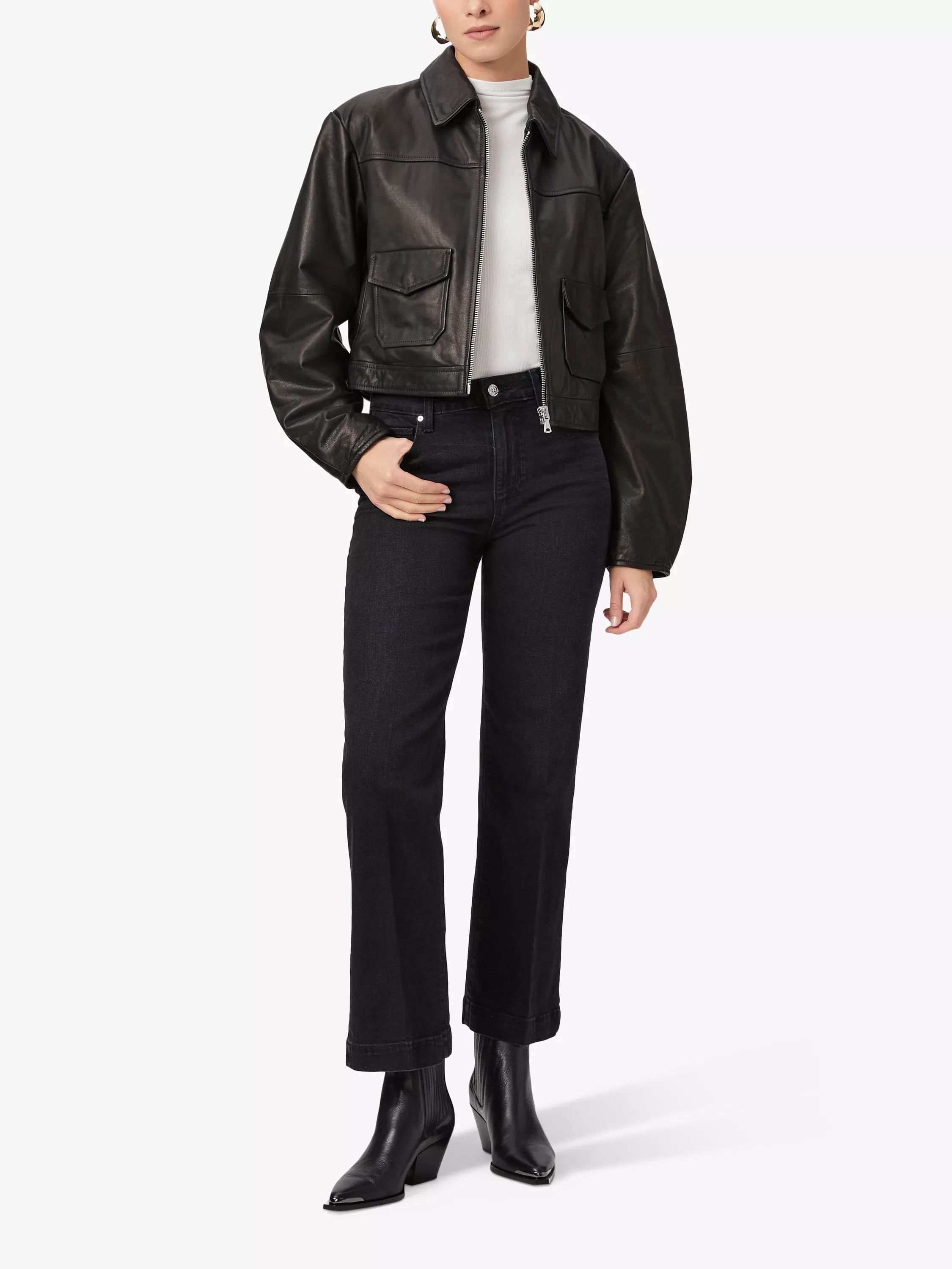 와이드 데님 미드나잇 Leenah Wide Leg Jeans, Midnight Raven 112738317