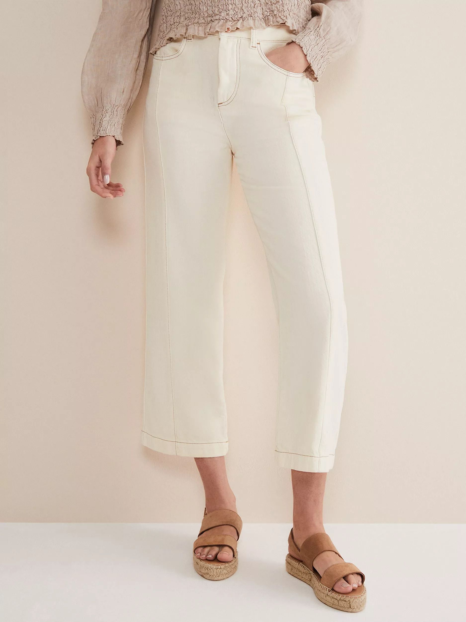 와이드 데님 에크루 Fraya Wide Leg Jeans, Ecru 110277474