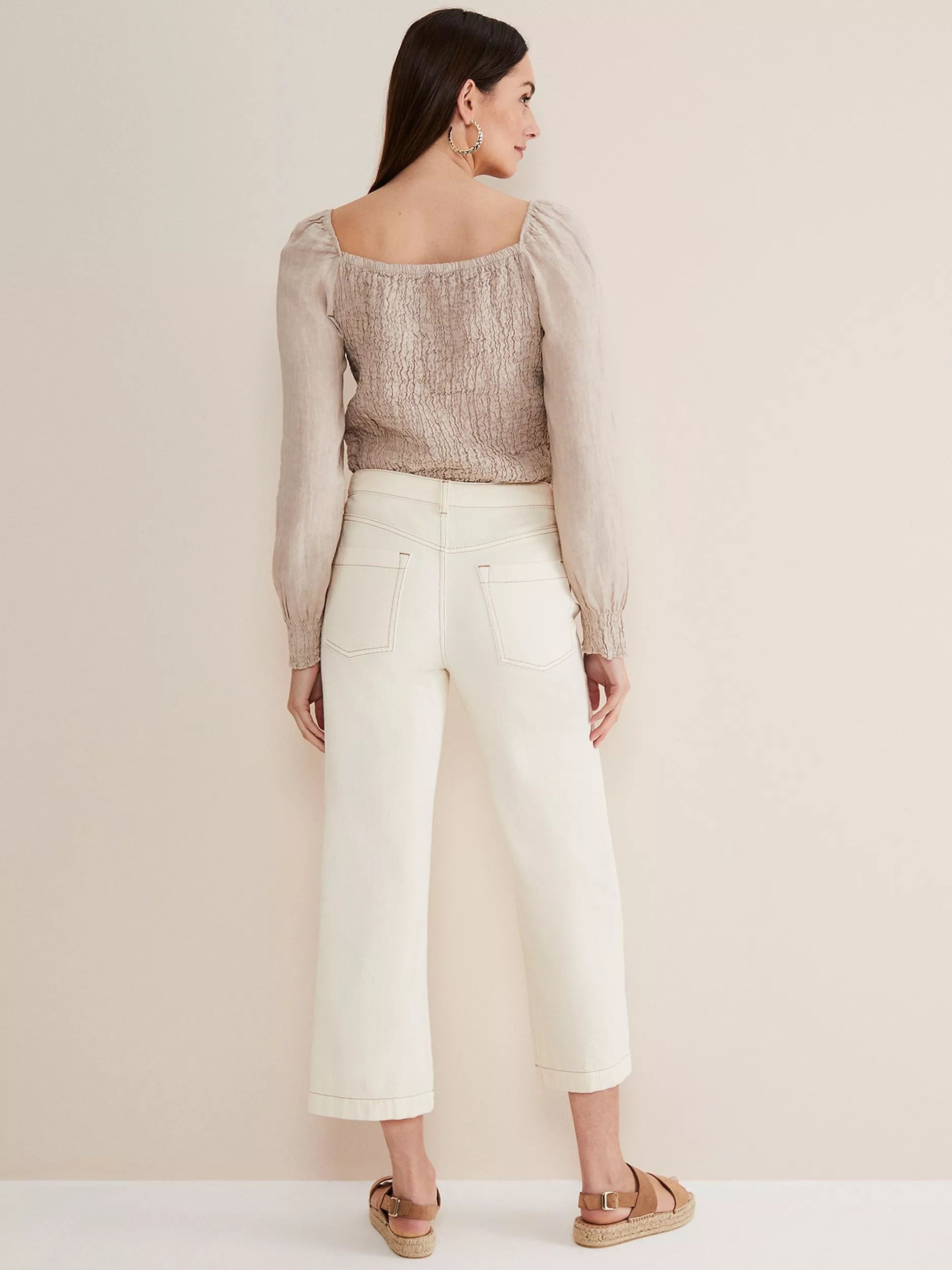 와이드 데님 에크루 Fraya Wide Leg Jeans, Ecru 110277474