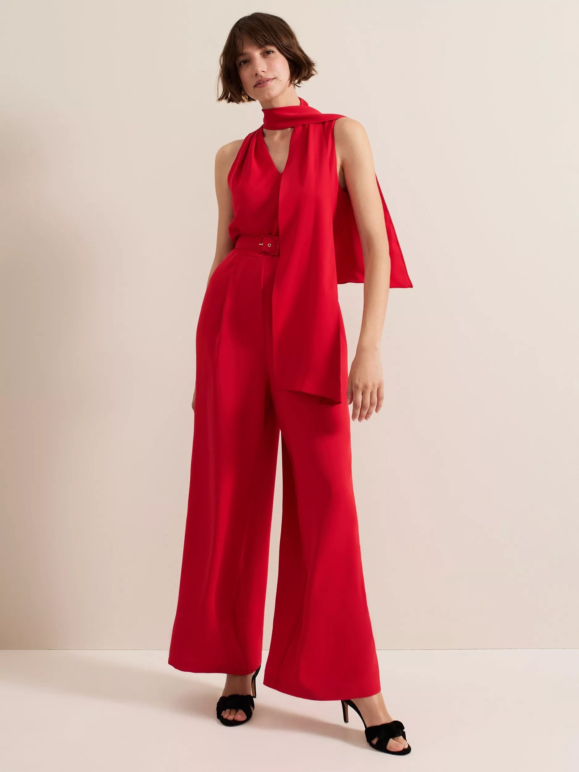 와이드 점프수트 레드 Elika Wide Leg Jumpsuit, Red 112420494