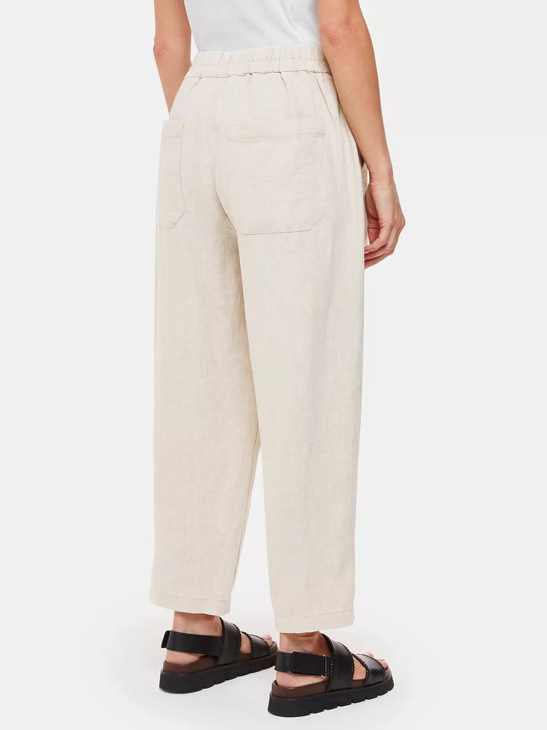 쁘띠 린넨 배럴 바지 Petite Linen Barrel Leg Trousers, Oatmeal 111795988