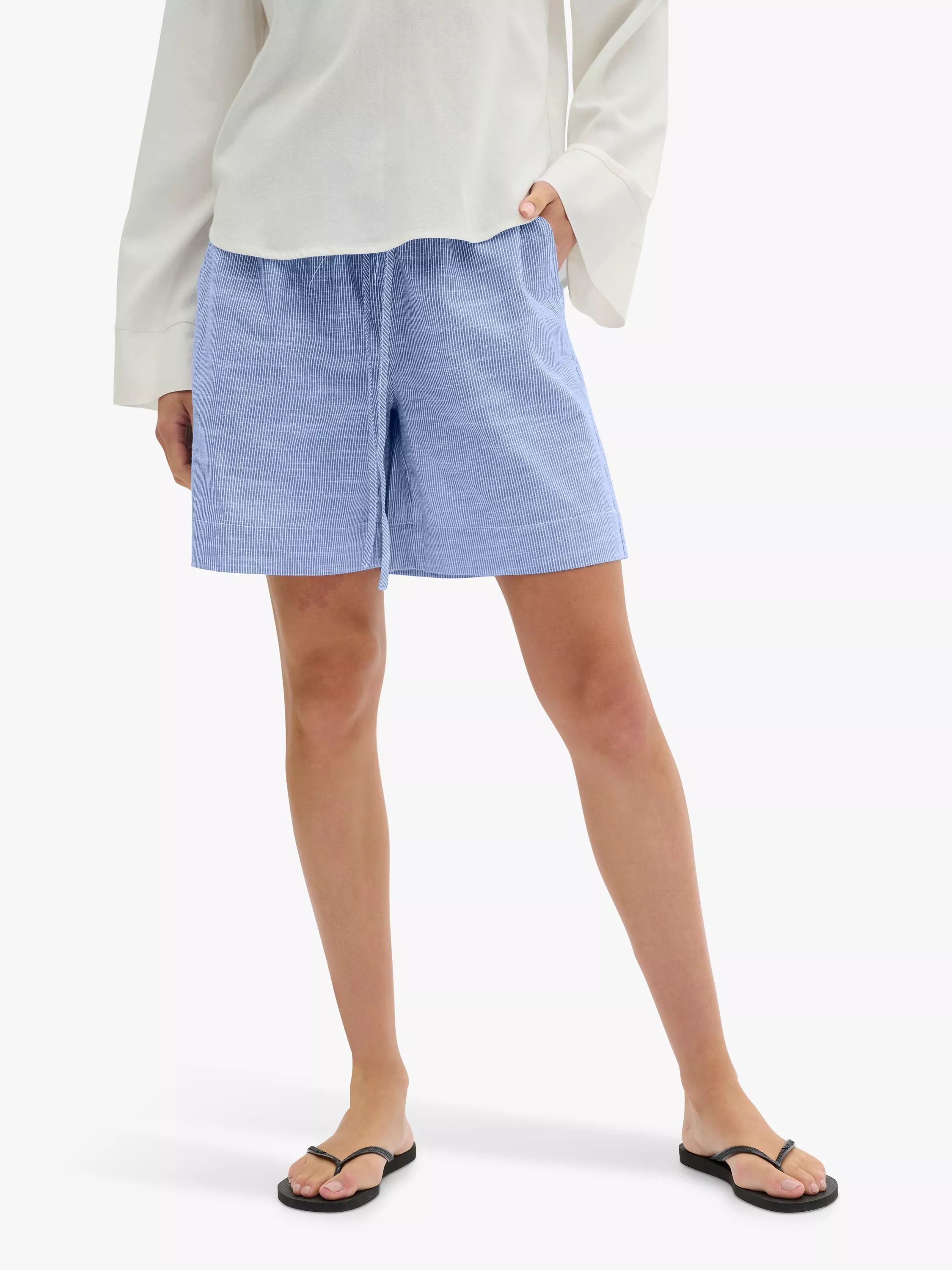 스트라이프 코튼 바지 블루 Skye Stripe Cotton Shorts, Delft Blue 111924079