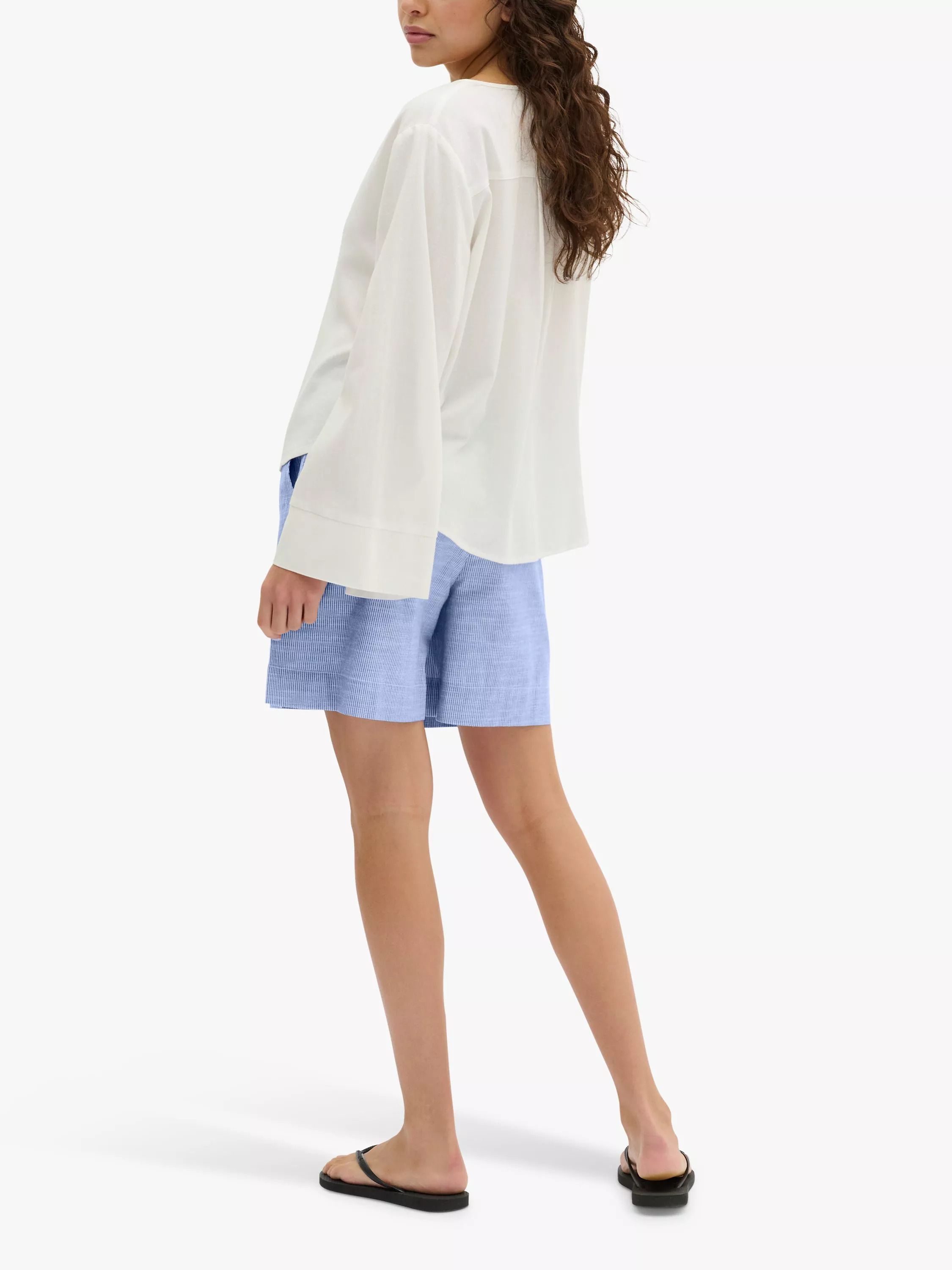 스트라이프 코튼 바지 블루 Skye Stripe Cotton Shorts, Delft Blue 111924079