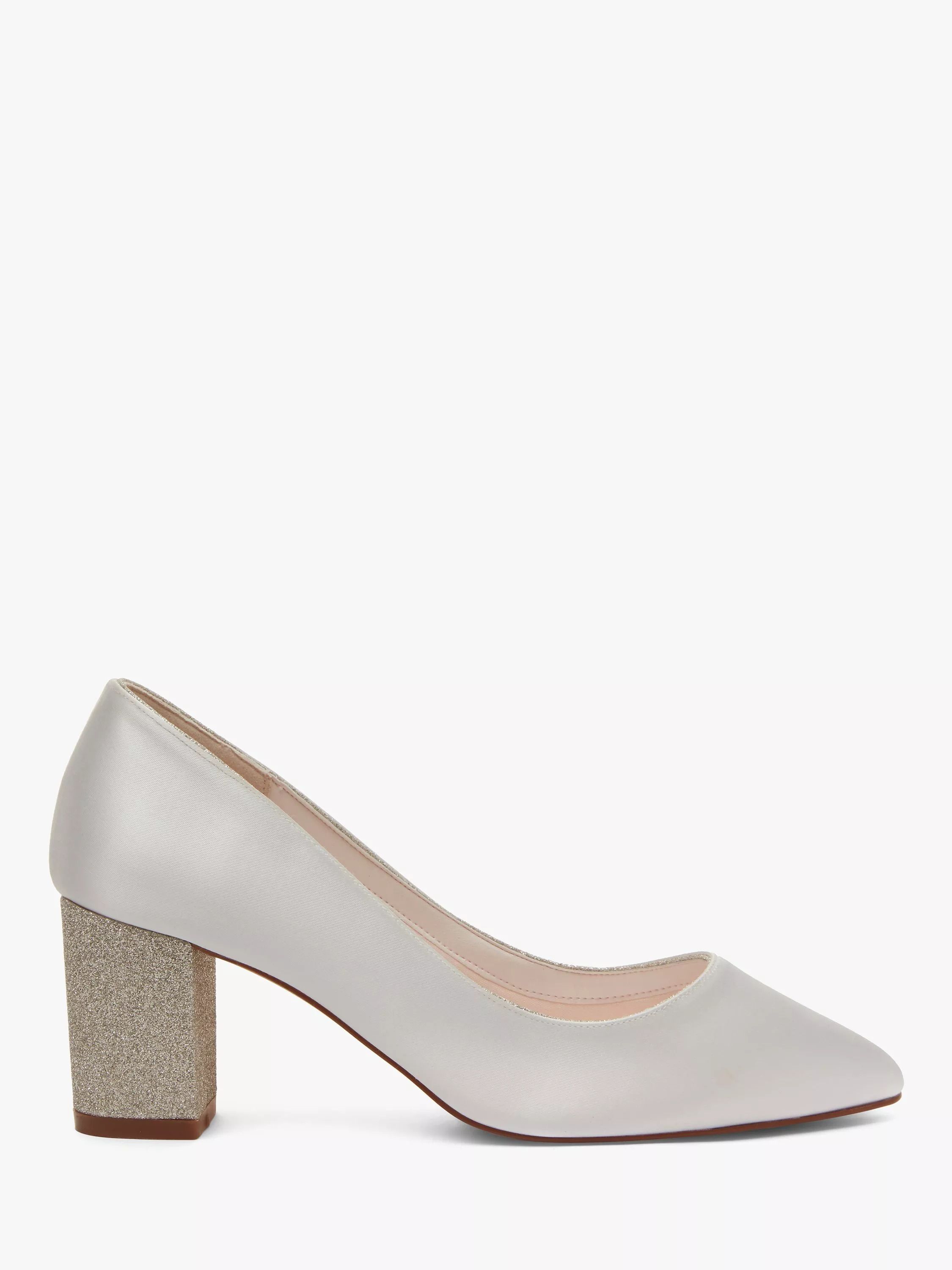 밤비 블록 힐 코트 신발 아이보리 Bambi Block Heel Court Shoes, Ivory 3847104