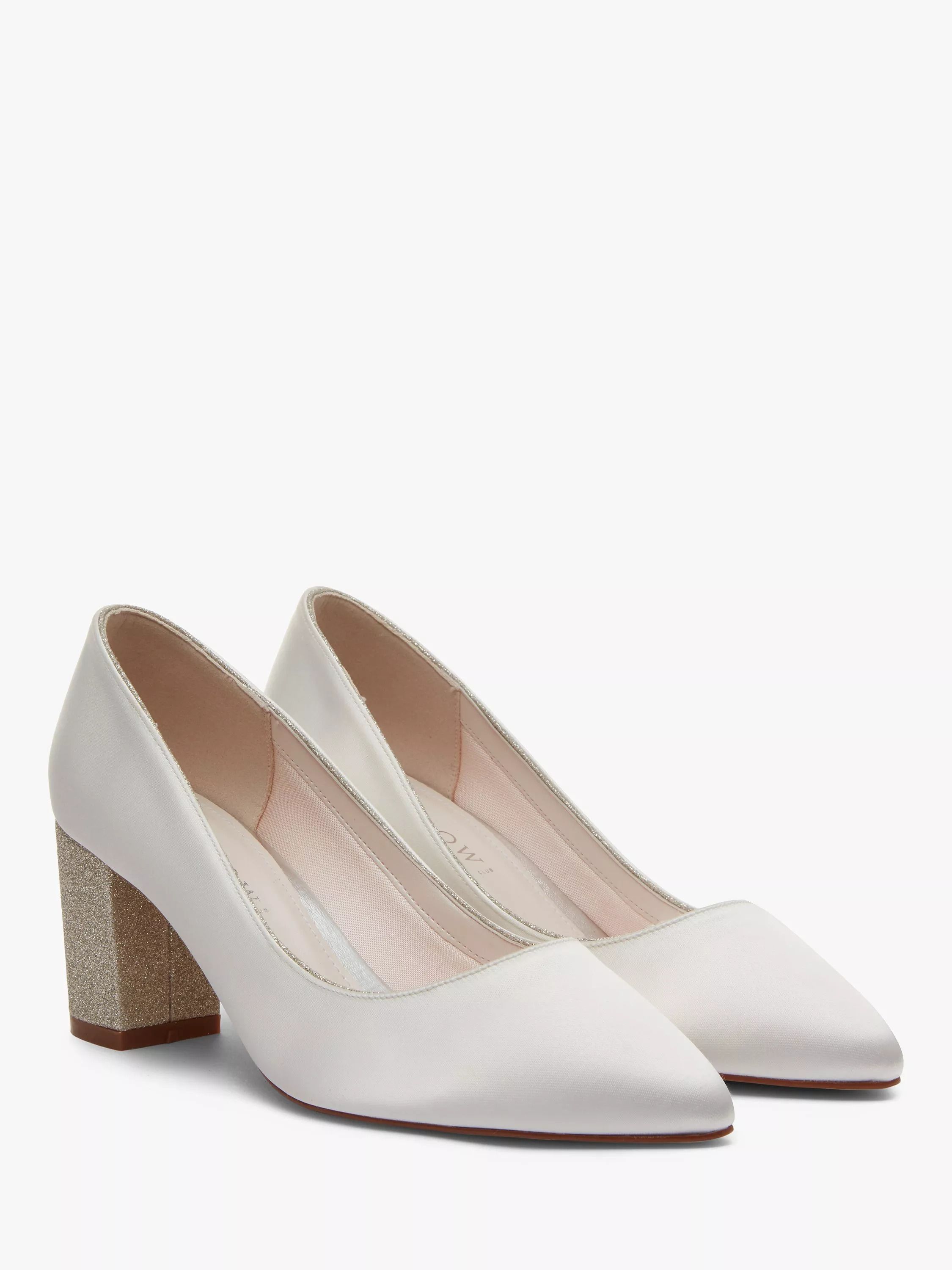 밤비 블록 힐 코트 신발 아이보리 Bambi Block Heel Court Shoes, Ivory 3847104