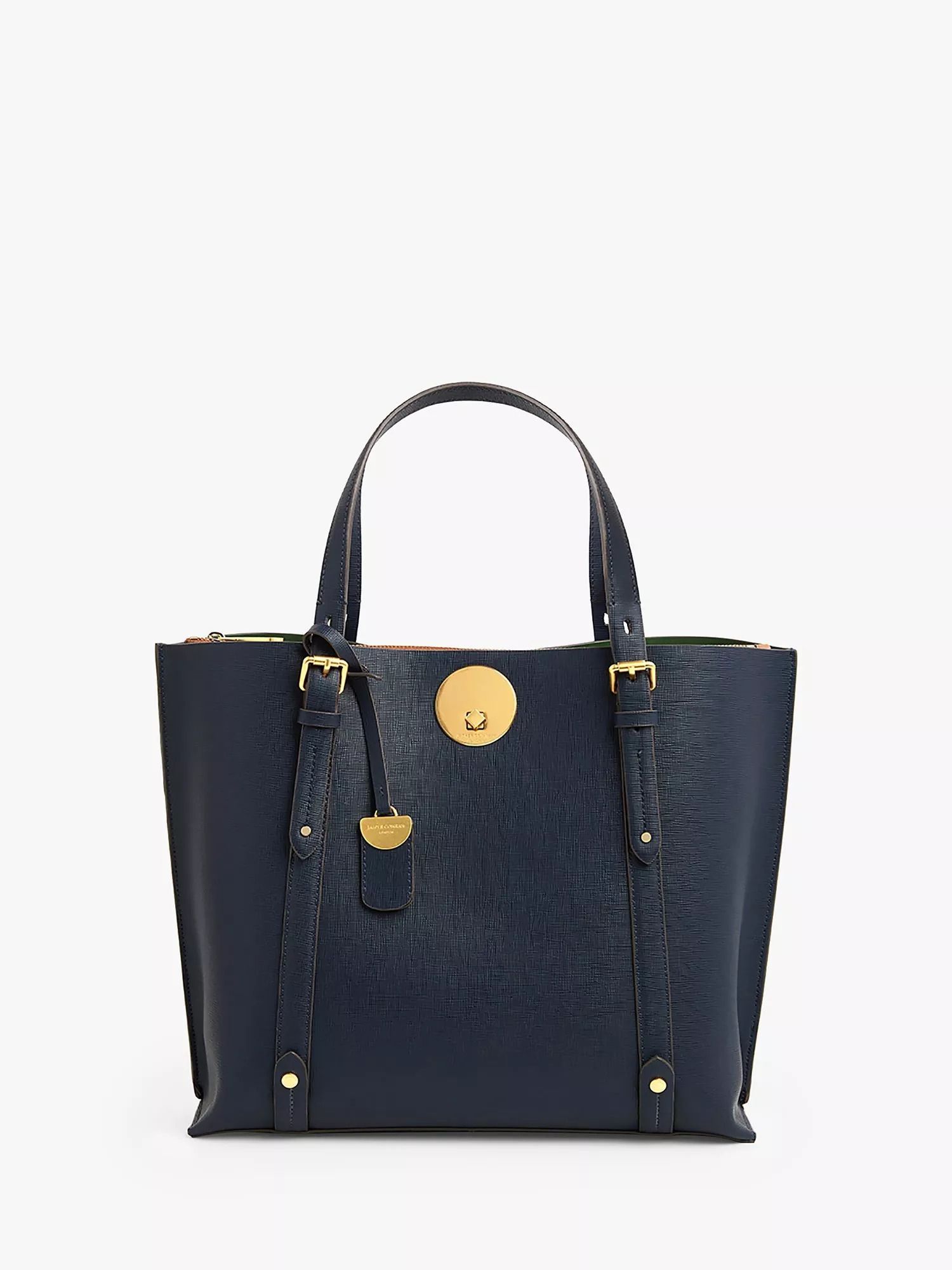 가죽 토트 가방 Alexis Cross Hatch Leather Grab Tote Bag 5845632 Navy