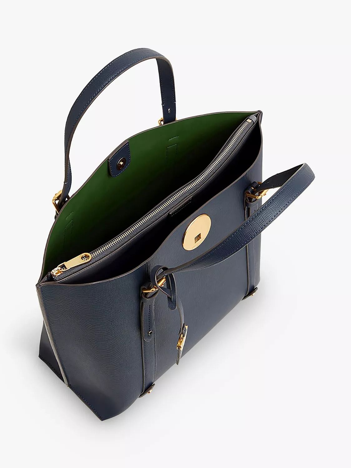 가죽 토트 가방 Alexis Cross Hatch Leather Grab Tote Bag 5845632 Navy