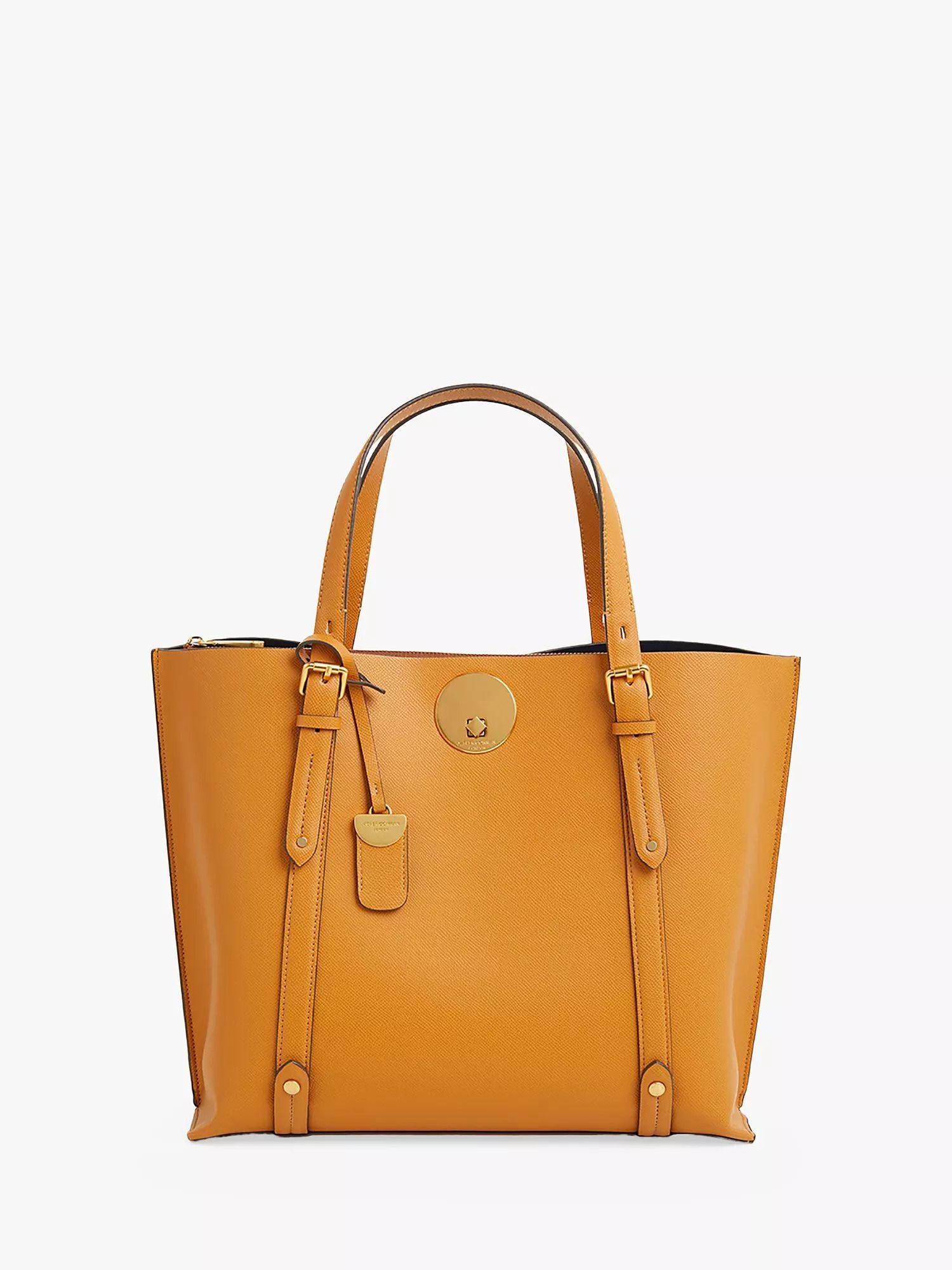 가죽 토트 가방 Alexis Cross Hatch Leather Grab Tote Bag 5845632 Mustard