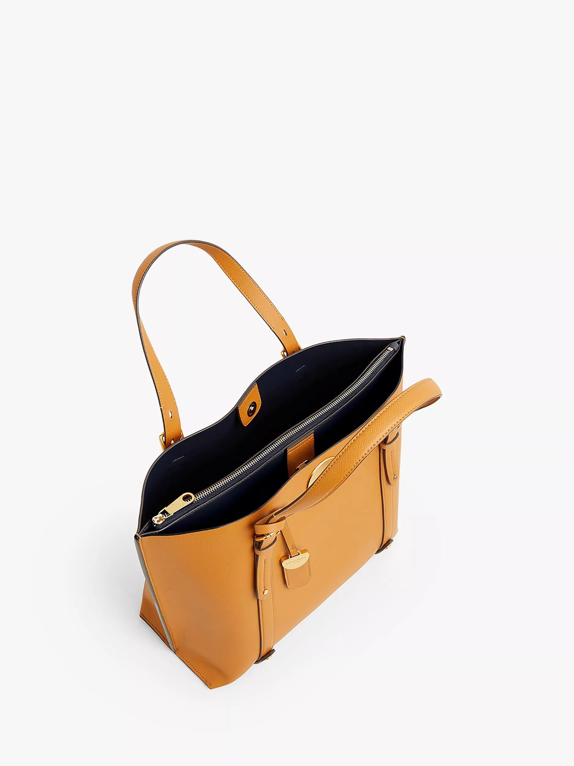 가죽 토트 가방 Alexis Cross Hatch Leather Grab Tote Bag 5845632 Mustard
