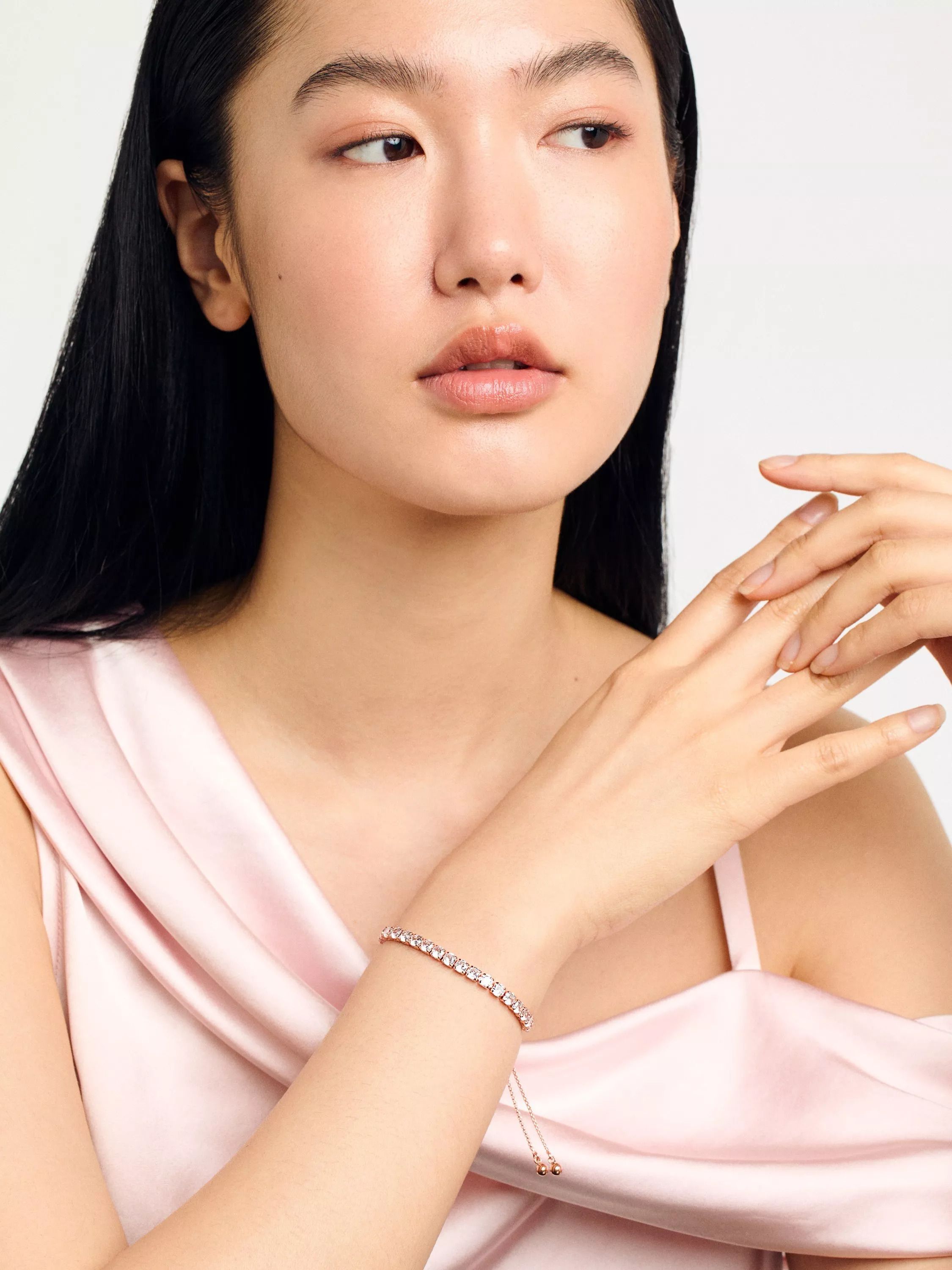 크리스탈 조절 가능 테니스 팔찌 Melrah Crystal Adjustable Tennis Bracelet 112006153 Rose Gold