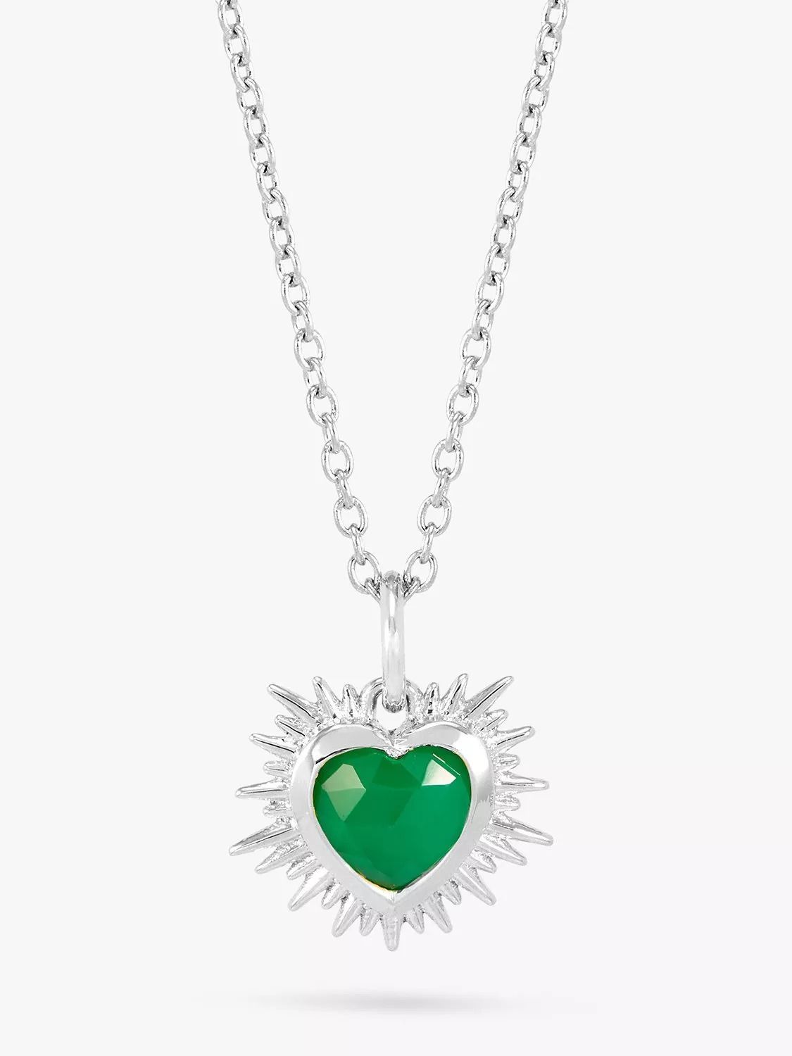일렉트릭 러브 하트 스털링 실버 목걸이 Personalised Electric Love Birthstone Heart Sterling Silver Necklace 111763849 May - Green Agate