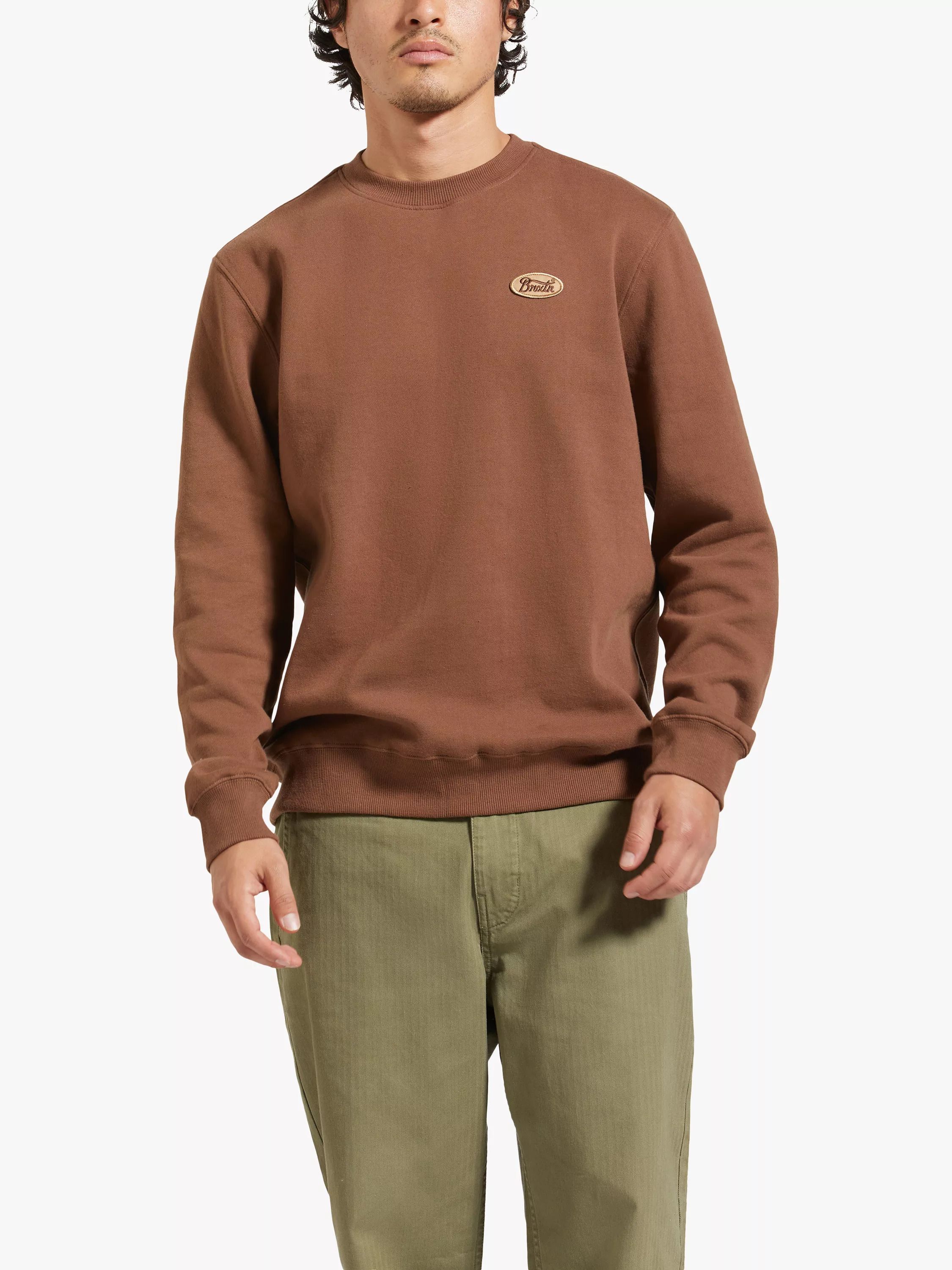 패치 크루넥 넥 코튼 블렌드 스웻셔츠 브라운 Parsons Patch Crew Neck Cotton Blend Sweatshirt, Pinecone Brown 112849334