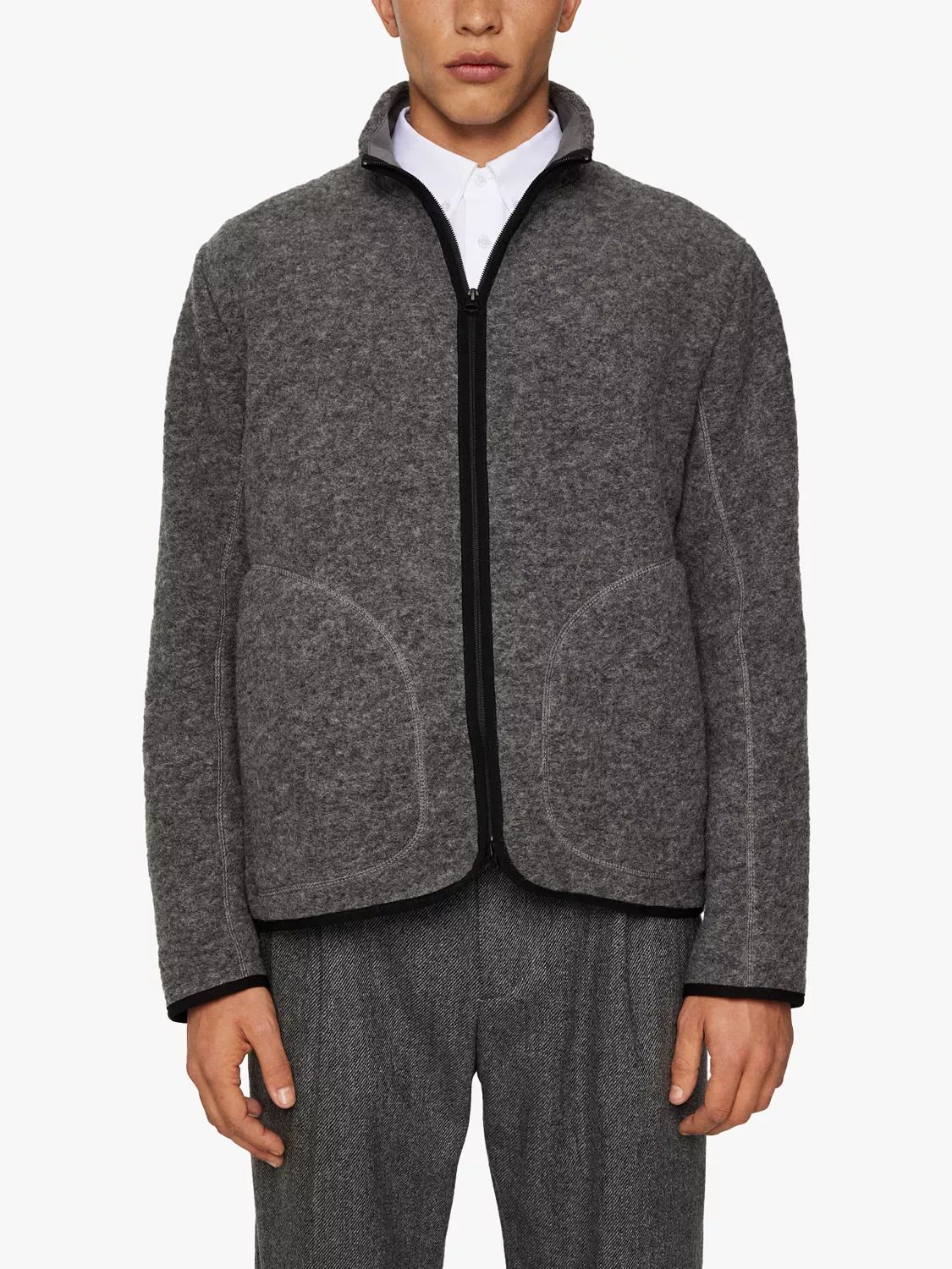 울 플리스 자켓 라이트 그레이 멜란지 Dustin Wool Fleece Jacket, Light Grey Melange 112600199