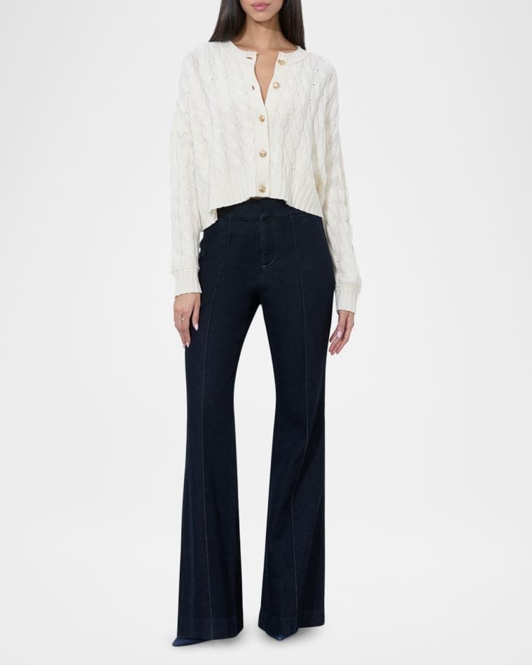 크롭 케이블 니트 가디건 Cecilie Cropped Cable-Knit Cardigan prod278140155ECRU
