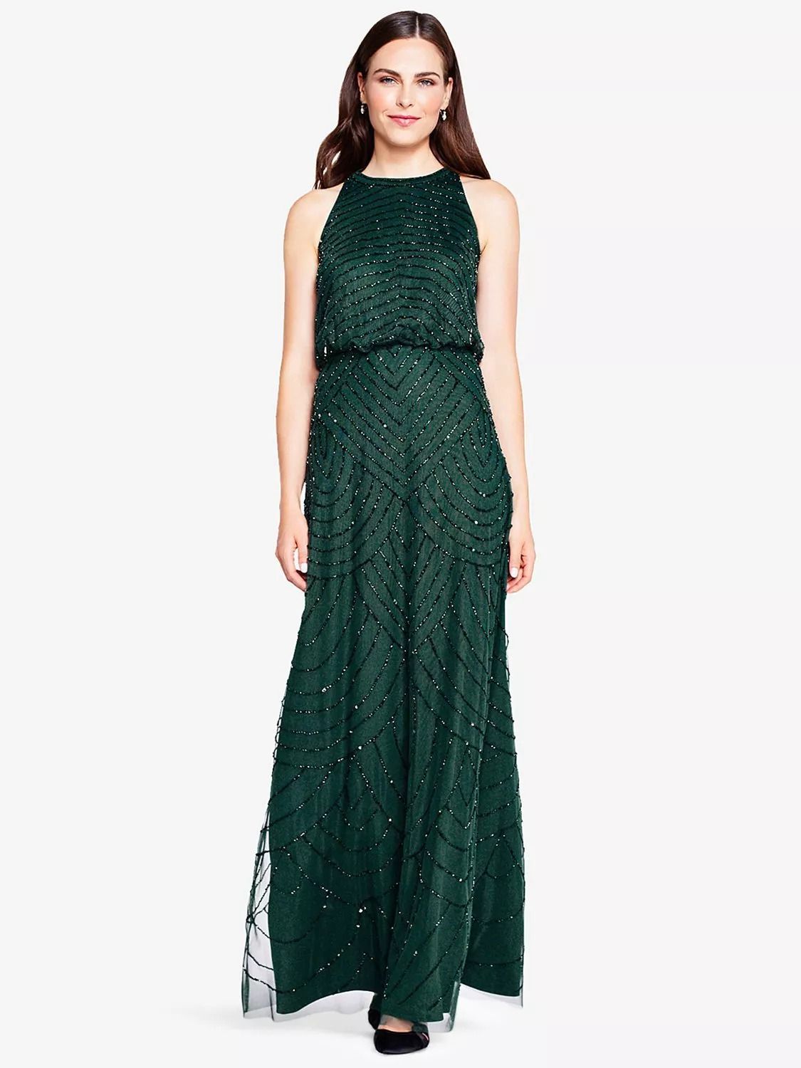 넥 이브닝 맥시 드레스 Beaded Halter Neck Evening Maxi Dress 109354913 Dusty Emerald