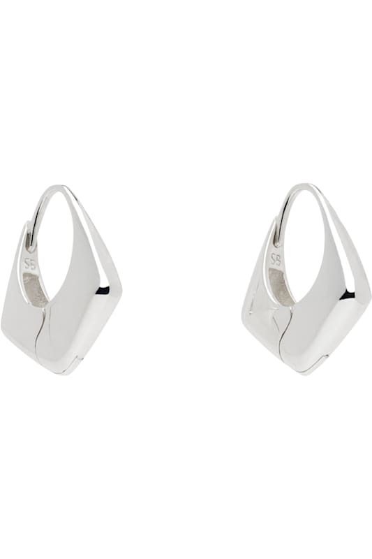 실버 라지 피라미드 후프 링 귀걸이 Silver Large Pyramid Hoop Earrings 17119511