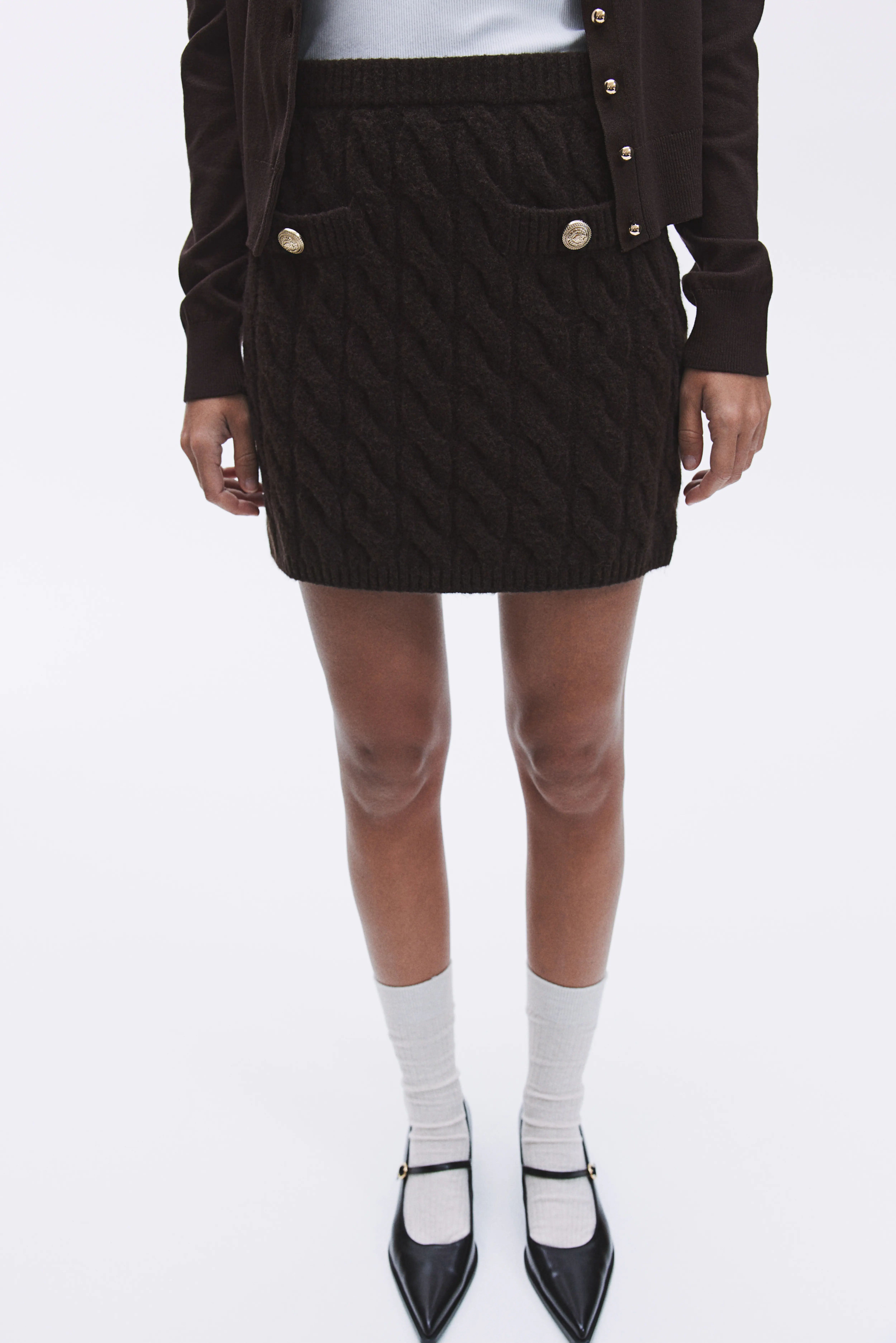 케이블 니트 미니 스커트 Cable-knit mini skirt 1250388003