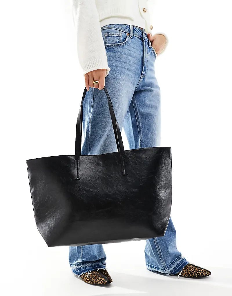 블랙 Oversize-Tragetasche aus Kunstleder in Schwarz 207862206SCHWARZ