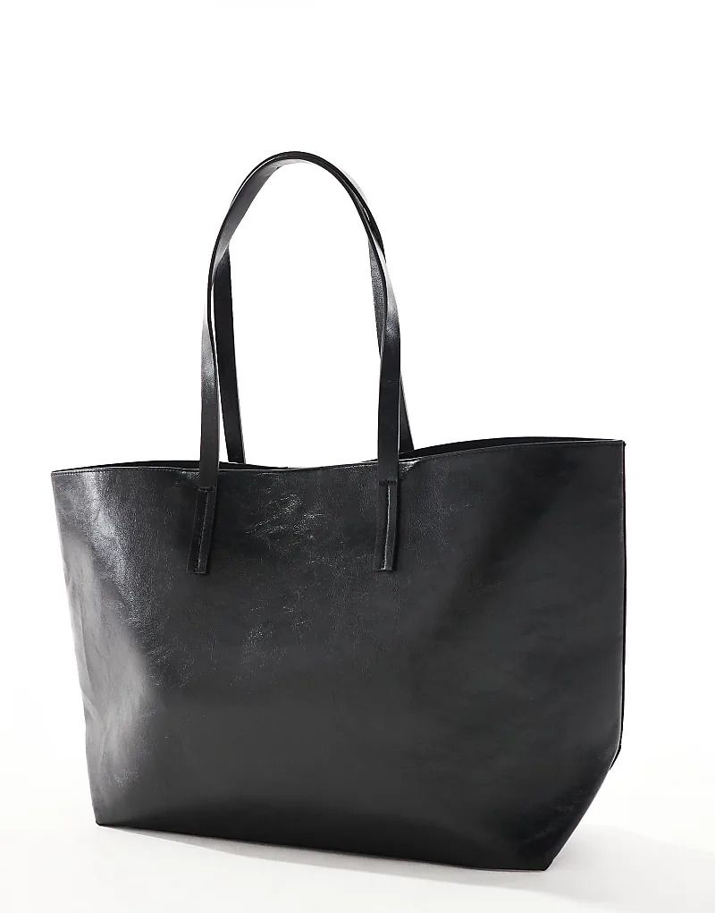 블랙 Oversize-Tragetasche aus Kunstleder in Schwarz 207862206SCHWARZ