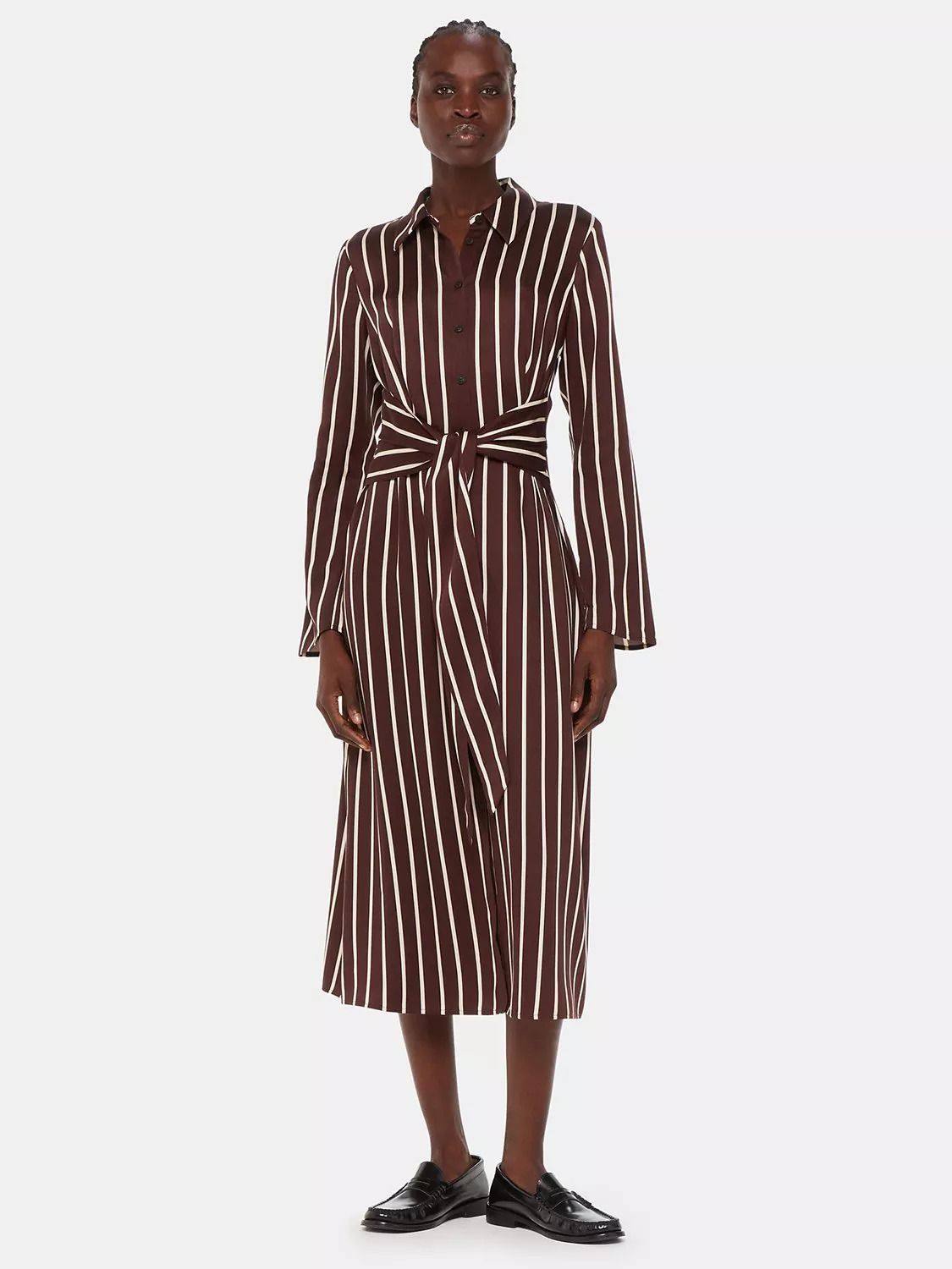 알렉스 스트라이프 셔츠 드레스 Alex Stripe Shirt Dress 111522699 Burgundy/Multi