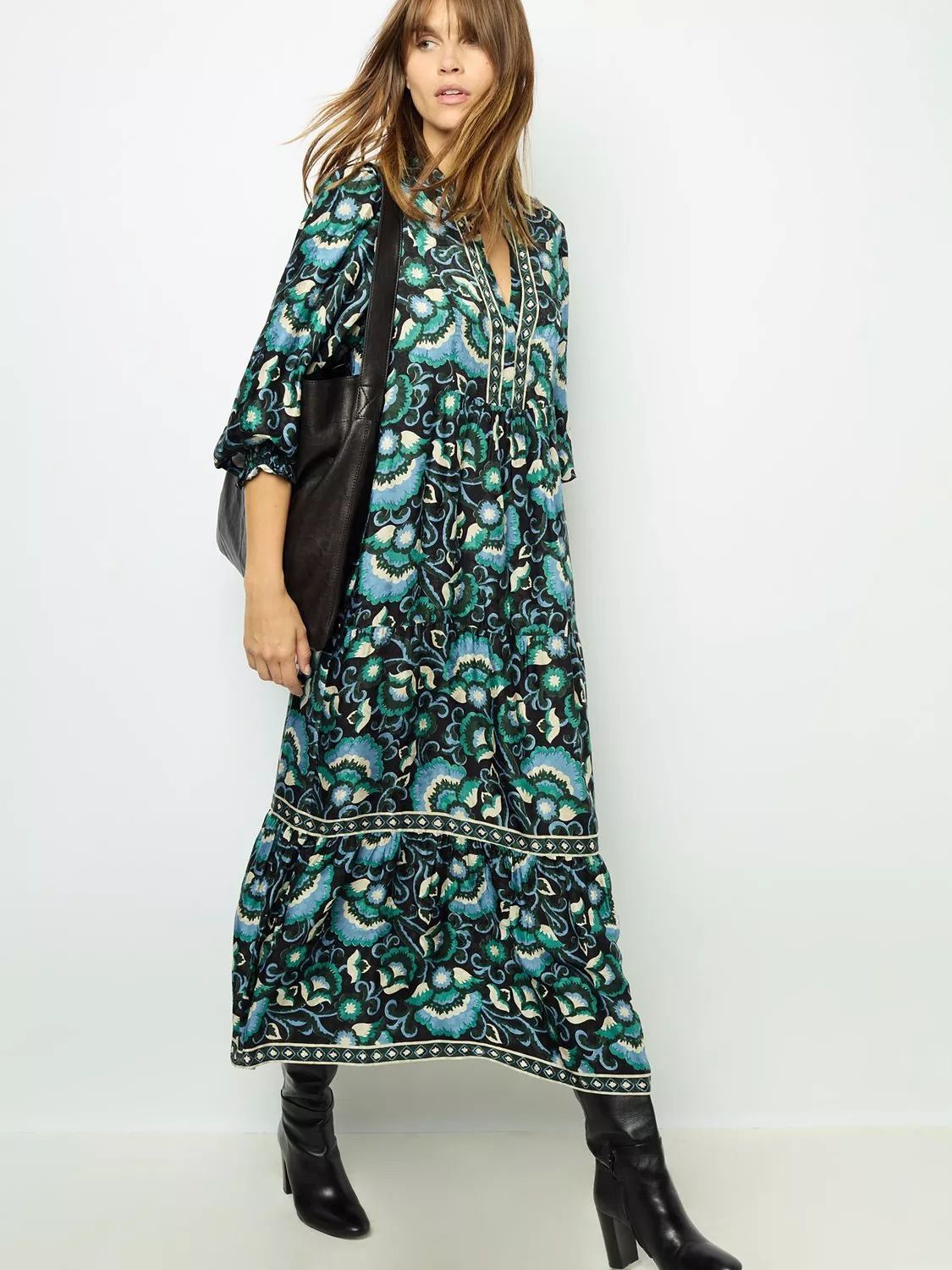 제라르다렐(Gerard Darel) | 플로랄 미디 드레스 그린 Sanda Floral Midi Dress, Green 112022950 | 트렌비