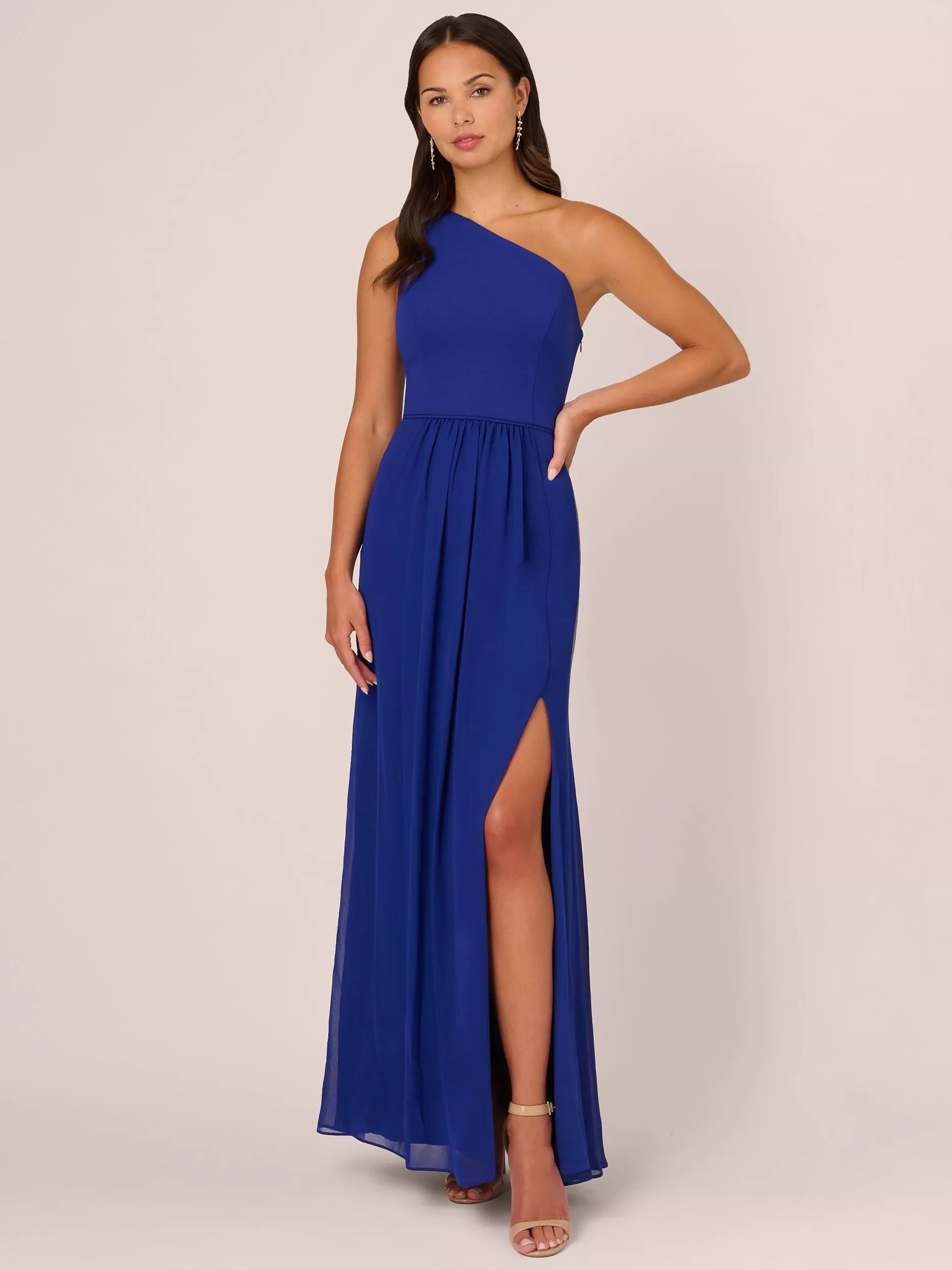 원 숄더 쉬폰 맥시 드레스 로얄 One Shoulder Chiffon Maxi Dress, Royal Sapphire 111963403