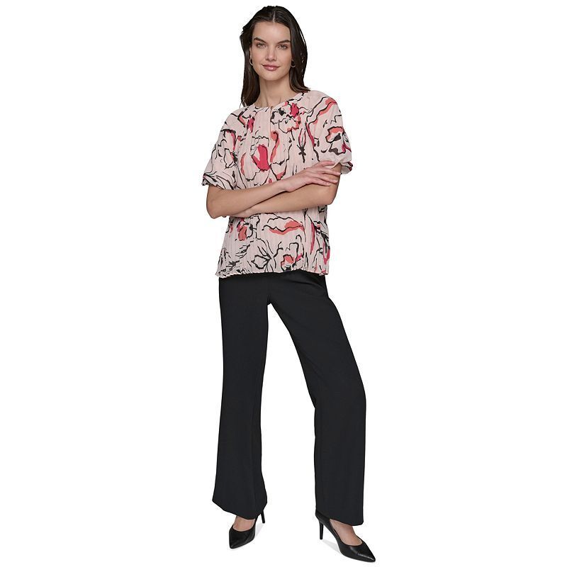 여성 프린팅 쉬폰 플리츠 탑 Women's Printed Chiffon Pleated Top 20057561 Pearl Blush