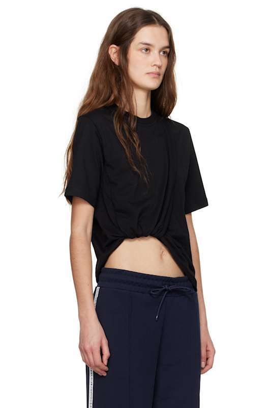 블랙 트위스트 티셔츠 Black Twisted Hem T-shirt 17088811