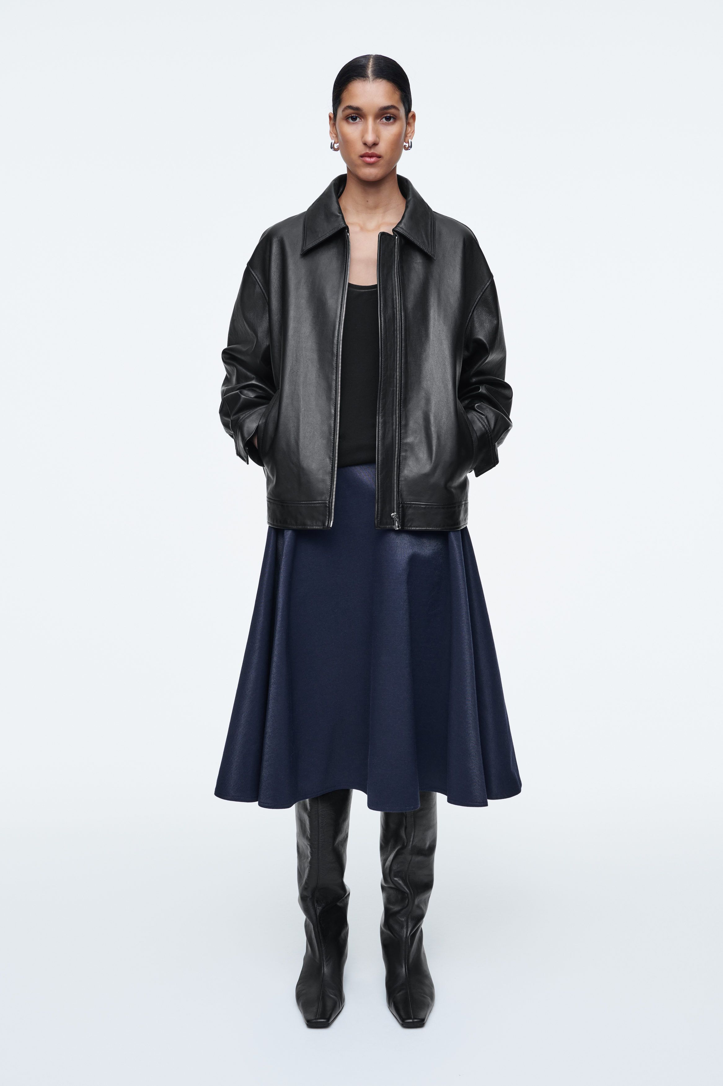 데님 스커트 WET-LOOK DENIM SKIRT 1277474001