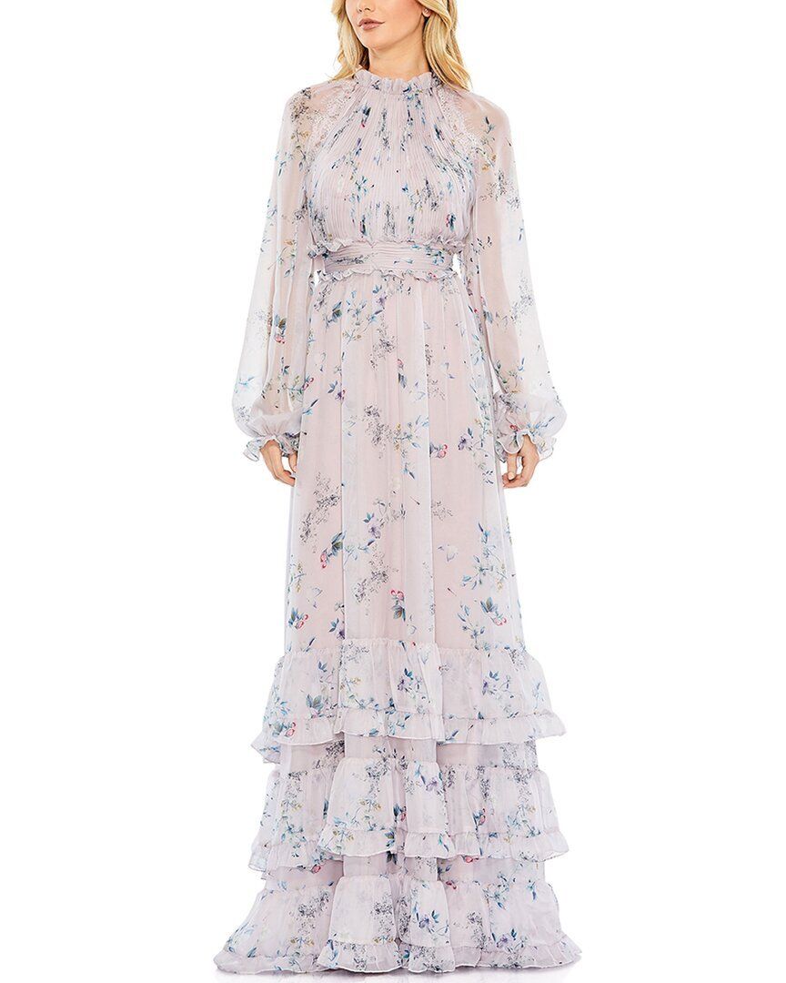 플로랄 프린트 드레스 Mac Duggal Floral Print Ruched Raglan Tiered Gown 1452178808