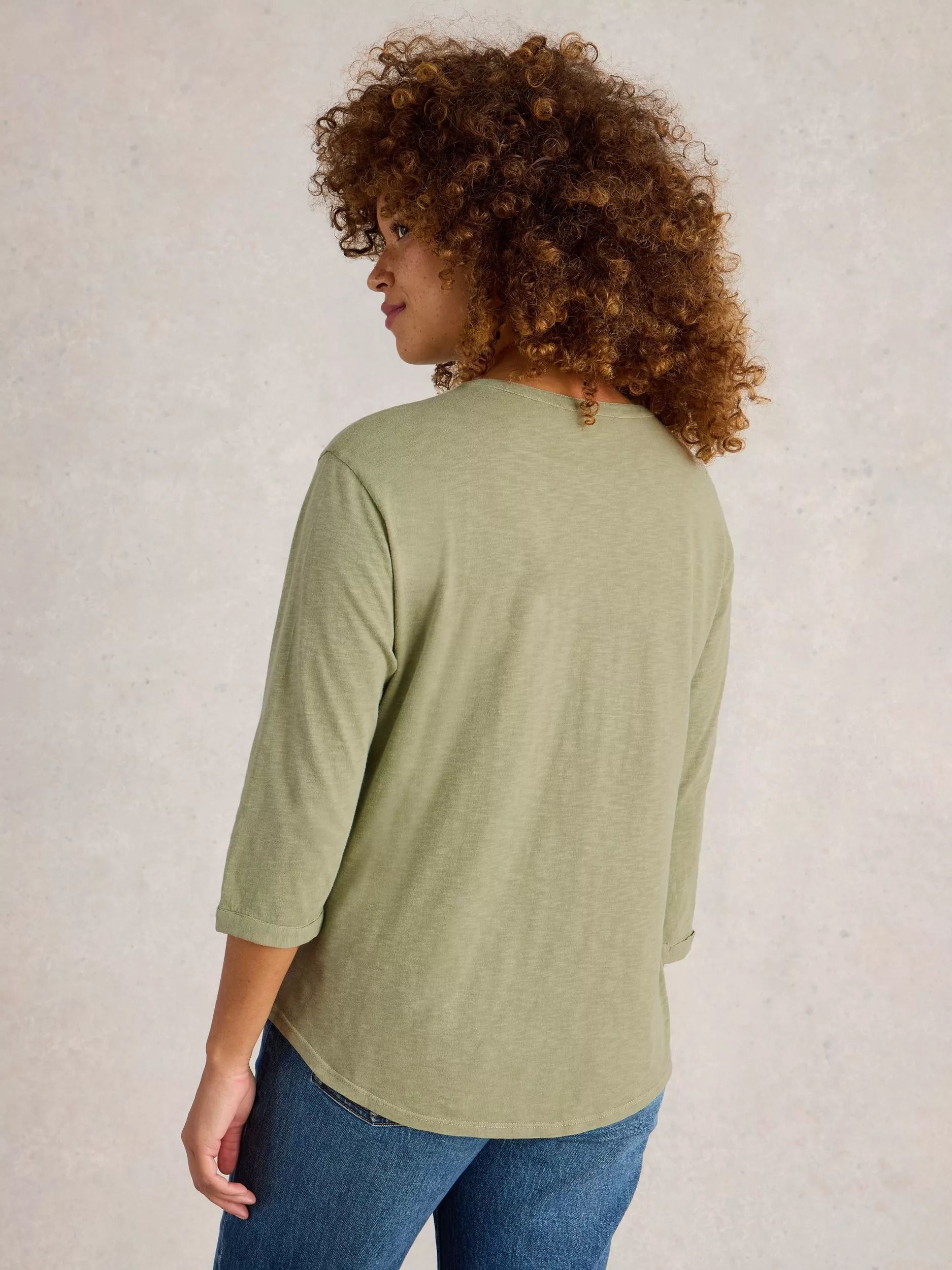 슬리브 탑 그린 Beth 3/4 Sleeve Top, Green 112842259