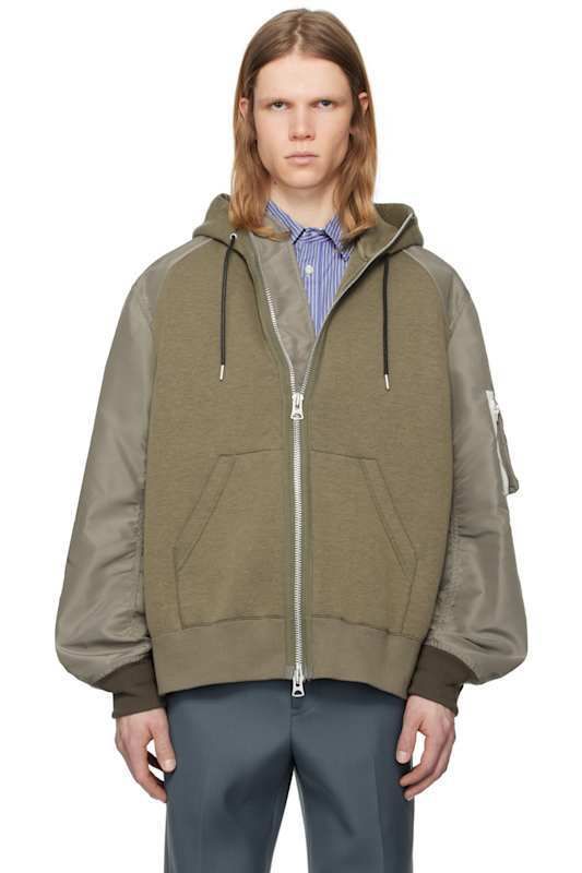 스웨트 나일론 트윌 후디 Taupe Sponge Sweat x Nylon Twill Hoodie 17216871