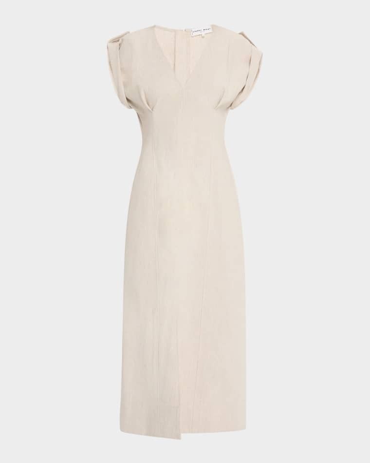 린넨 맥시 드레스 Cap-Sleeve Flax Linen Maxi Dress prod278830385FLAX