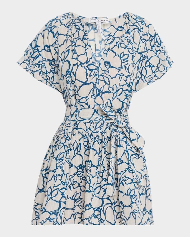 플로랄 프린트 린넨 미니 드레스 Morgan Floral-Print Linen Mini Dress prod278830316LACE FLORAL FLAX