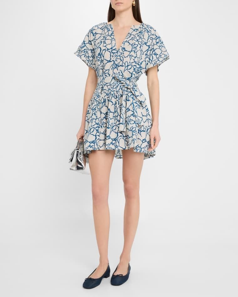 플로랄 프린트 린넨 미니 드레스 Morgan Floral-Print Linen Mini Dress prod278830316LACE FLORAL FLAX
